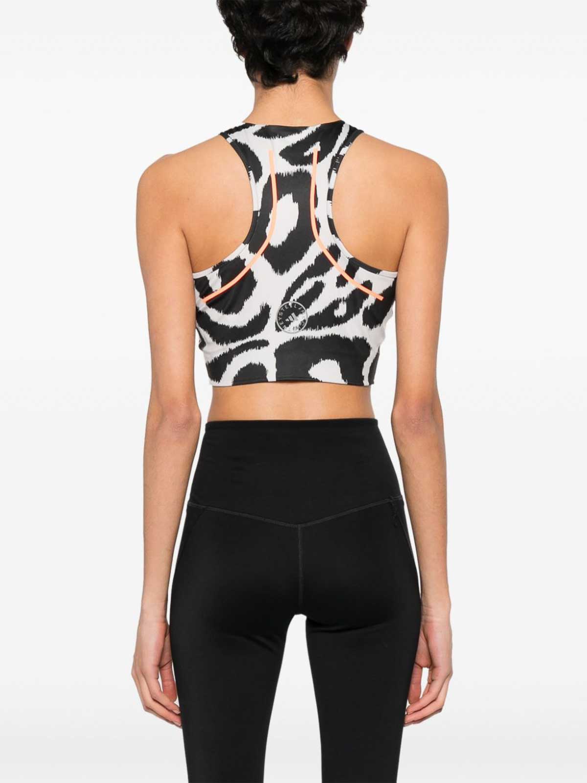 Shop Adidas By Stella Mccartney Printed Running Cropped Top In Black