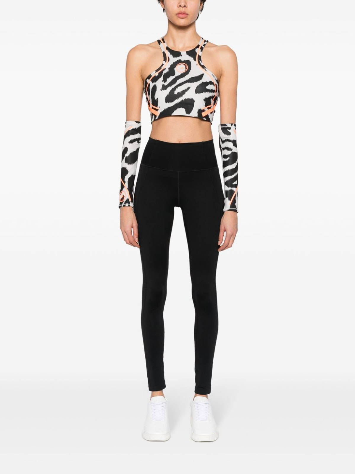Shop Adidas By Stella Mccartney Printed Running Cropped Top In Black