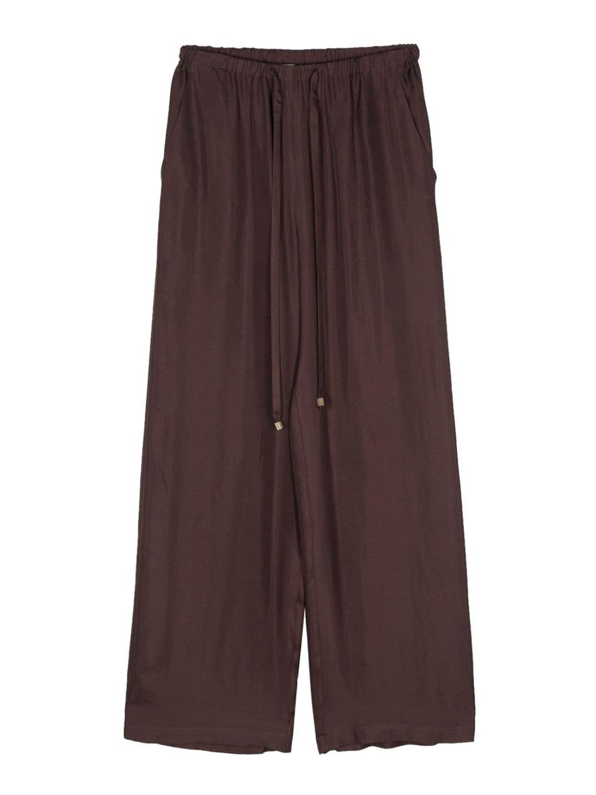 Shop Alysi Silk Wide-leg Trousers In Brown