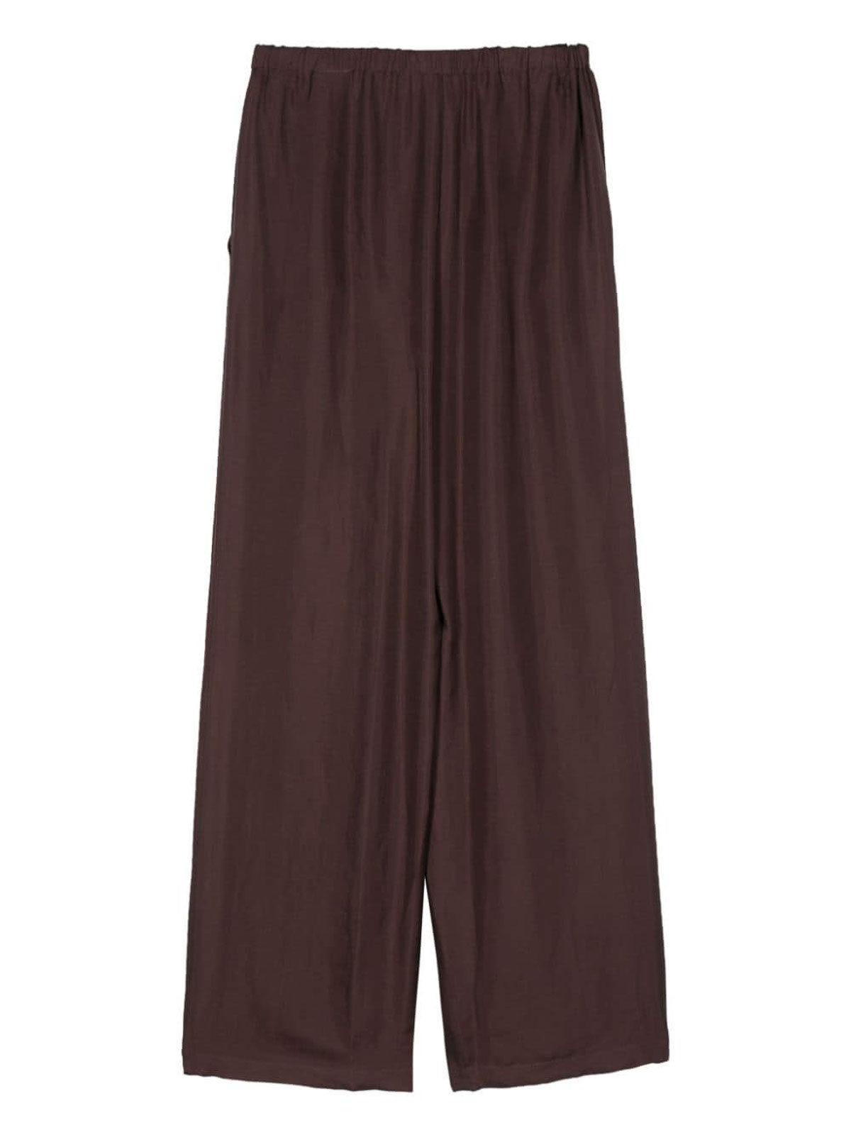Shop Alysi Silk Wide-leg Trousers In Brown