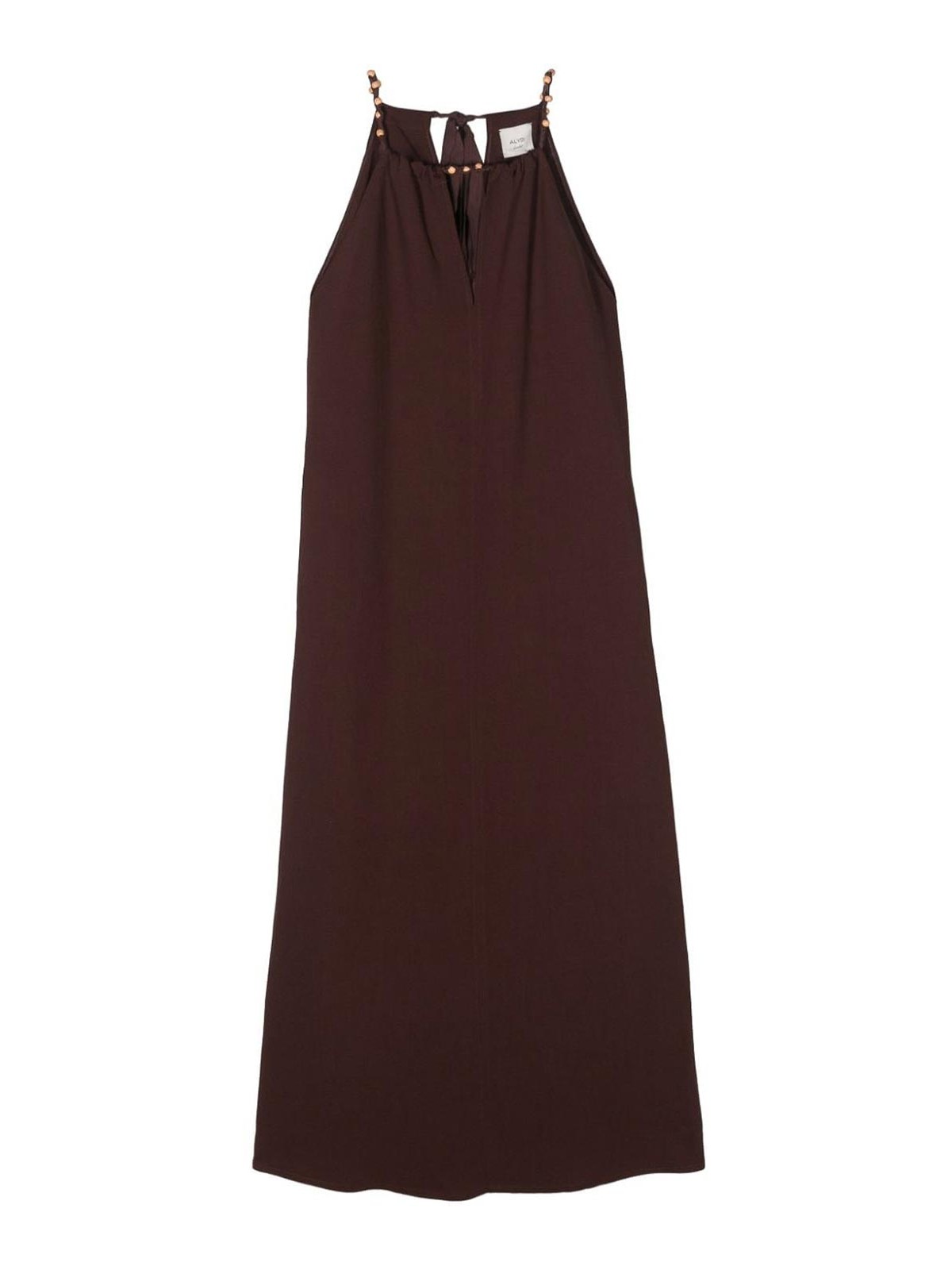 Alysi Crpe Long Dress In Brown
