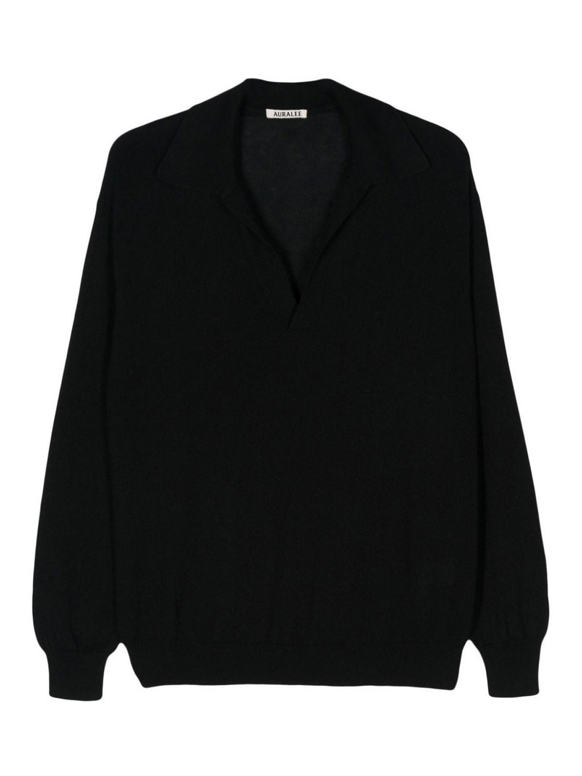 Auralee Cashmere And Silk Blend Polo Shirt In Black