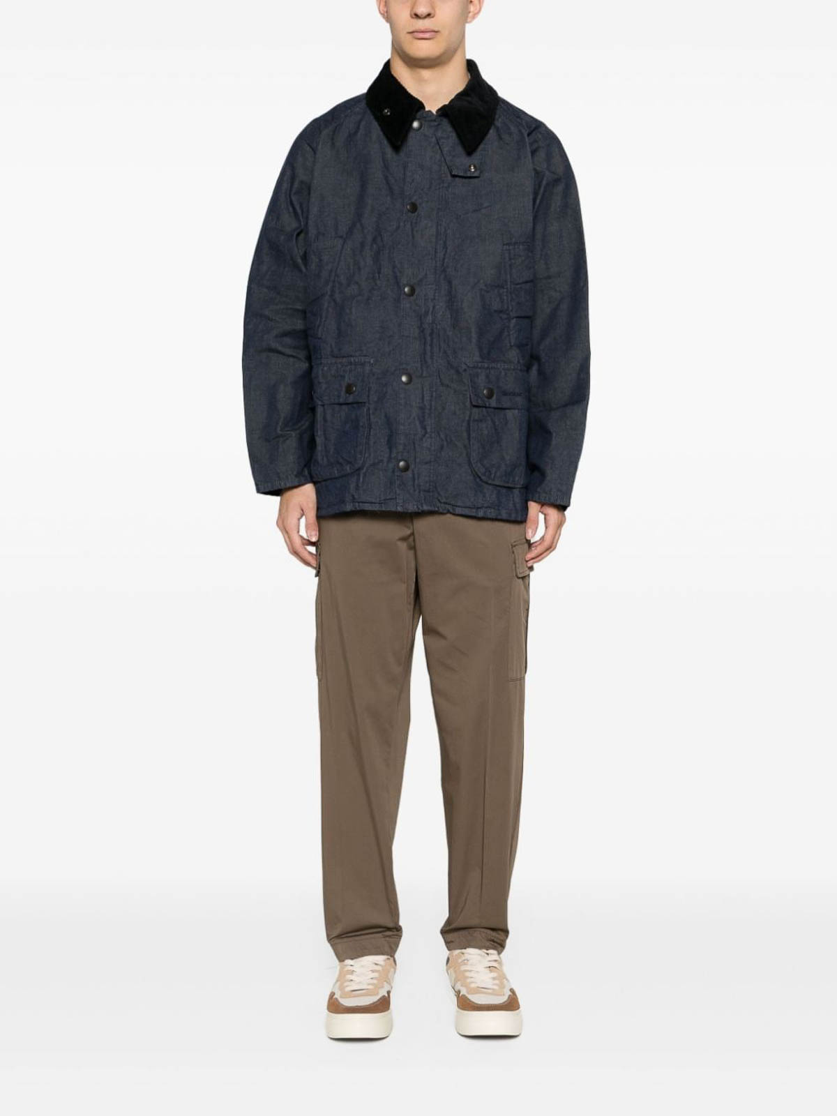 Shop Barbour Os Bedale Wax Jacket In Blue