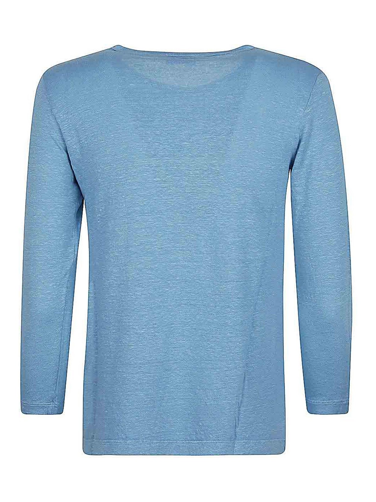 Shop Base Linen Jersey Long Sleeve T-shirt In Blue