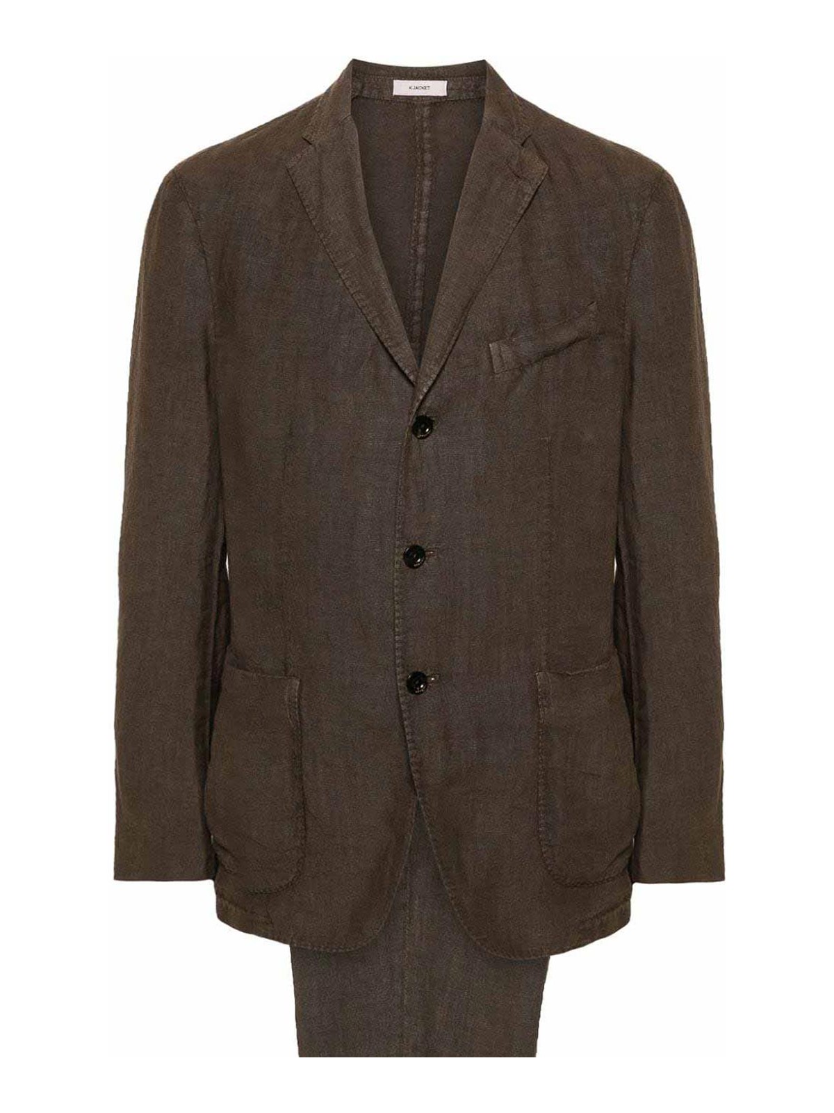 Shop Boglioli Linen Single-breasted Suit In Brown
