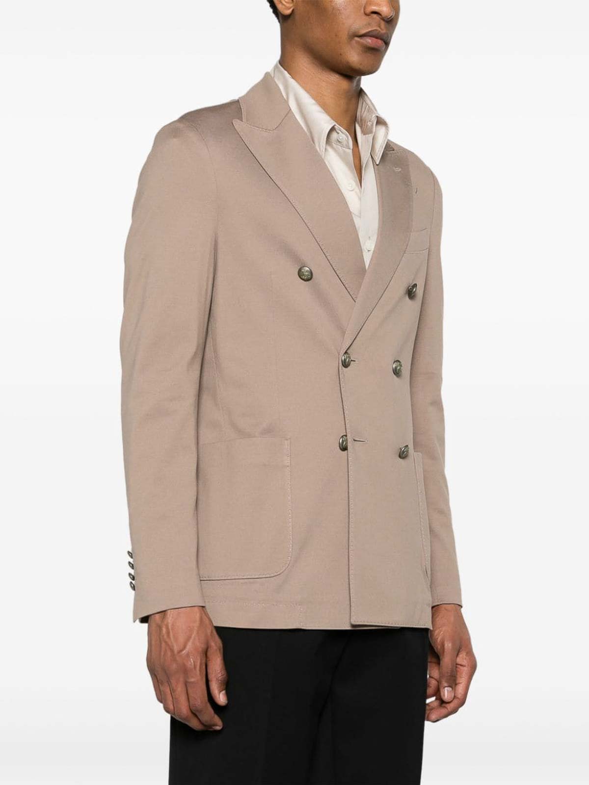 Shop Circolo 1901 Double-breasted Pique Jacket In Grey