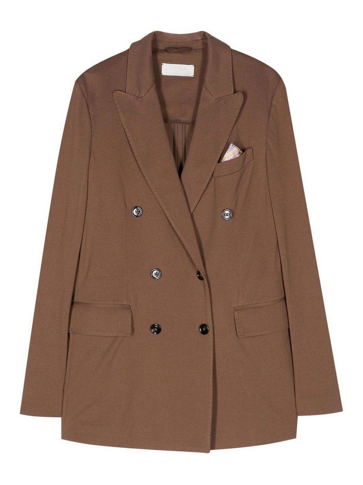 Shop Circolo 1901 Double-breasted Pique Jacket In Brown