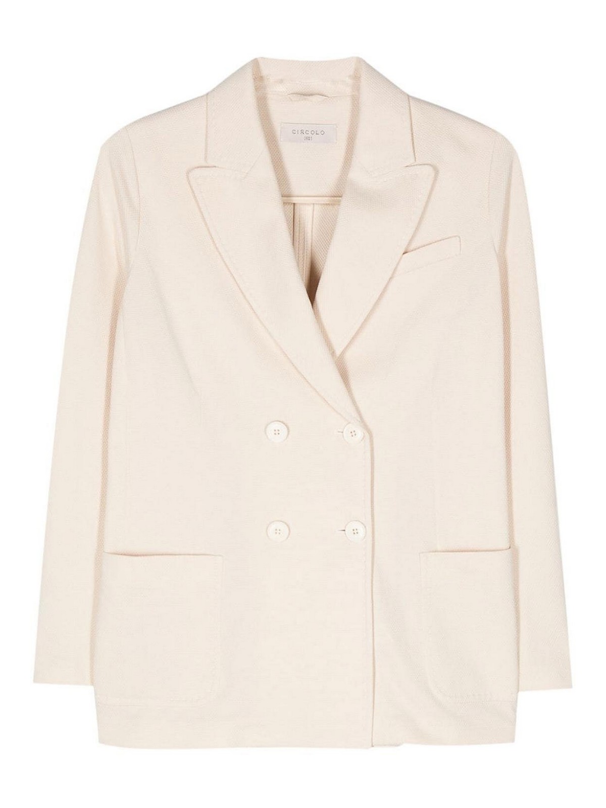 Shop Circolo 1901 Oxford Double-breasted Jacket In White