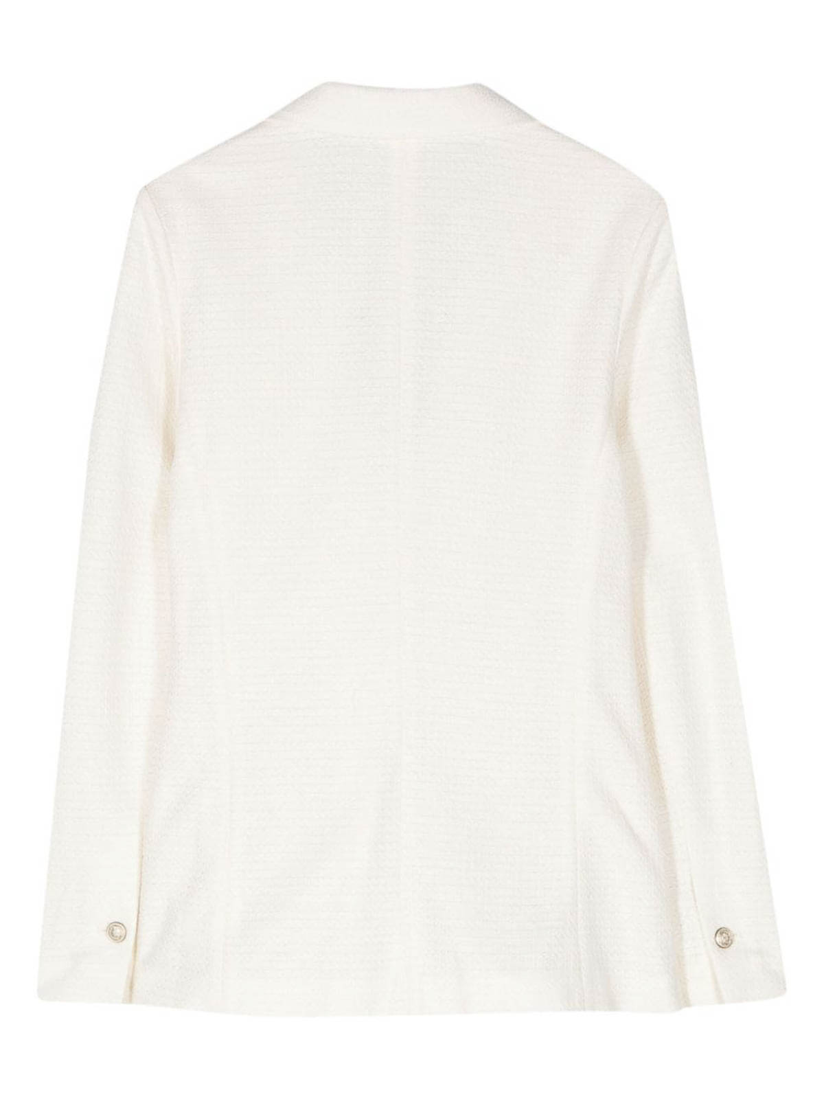 Shop Circolo 1901 Linen And Cotton Blend Single-breasted Jacket In White