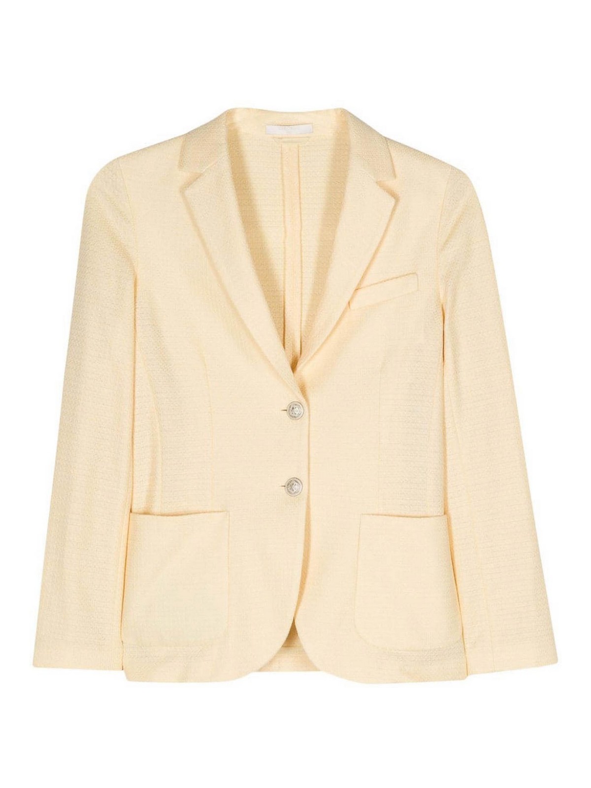 Circolo 1901 Linen And Cotton Blend Single-breasted Jacket In Yellow