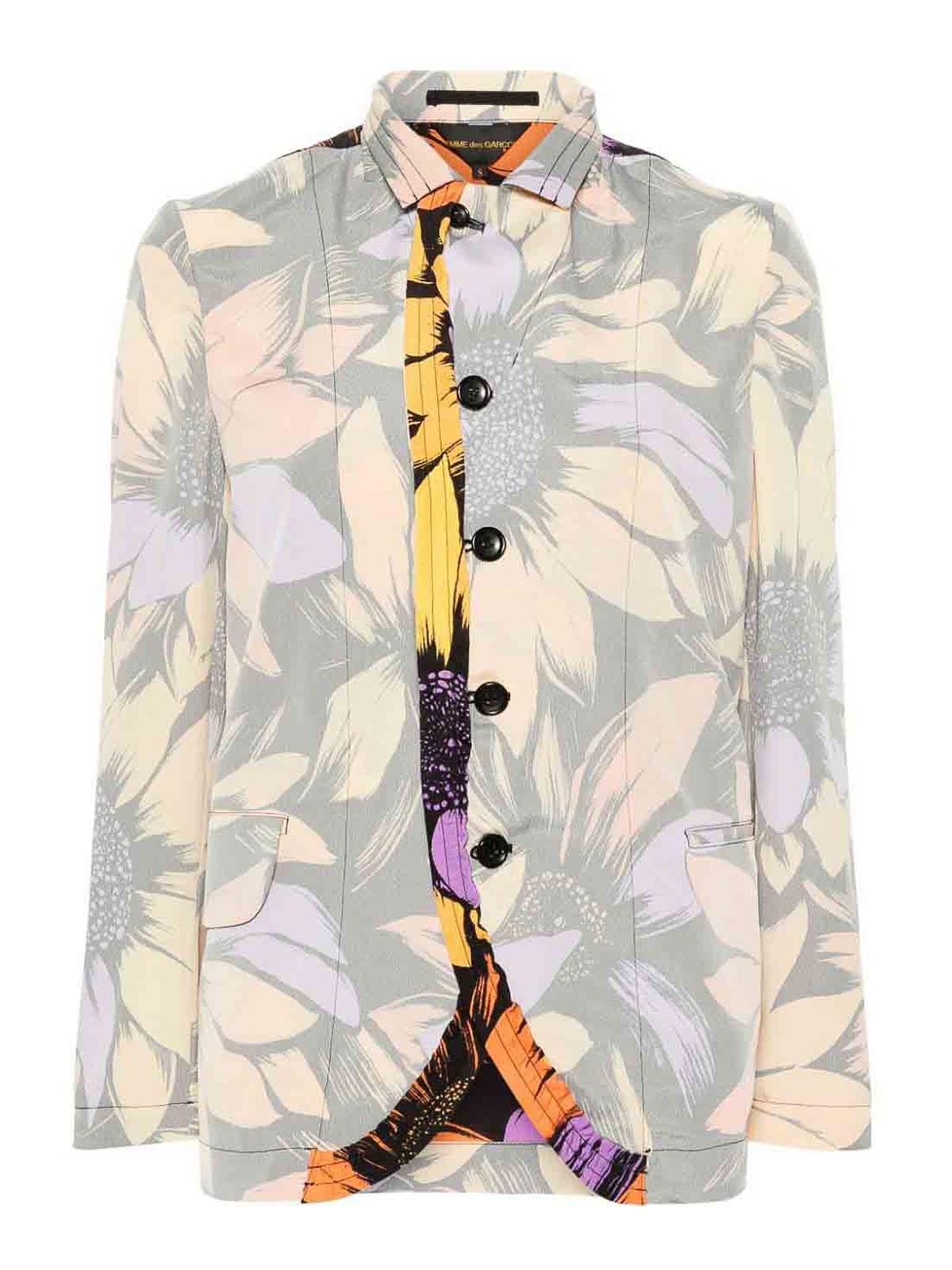 Shop Comme Des Garçons Printed Single-breasted Jacket In Multicolour