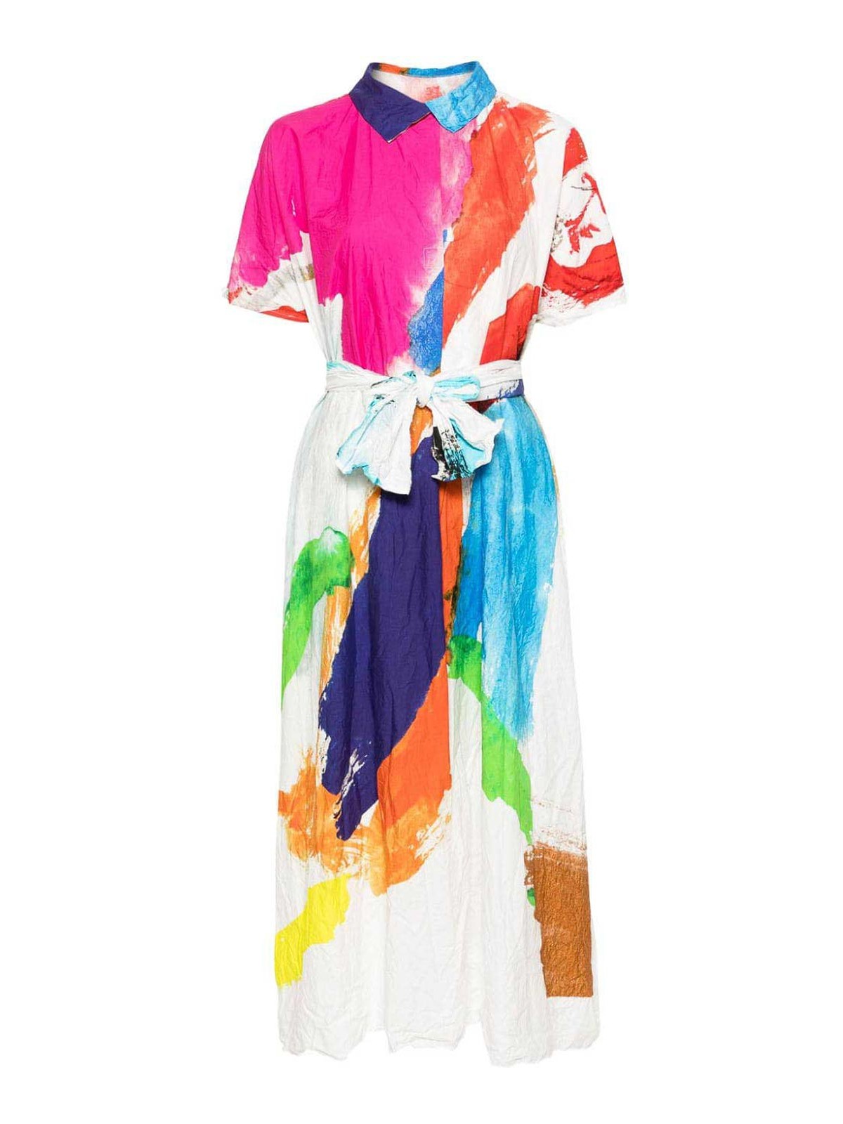 Shop Daniela Gregis Cotton Short Dress In Multicolour