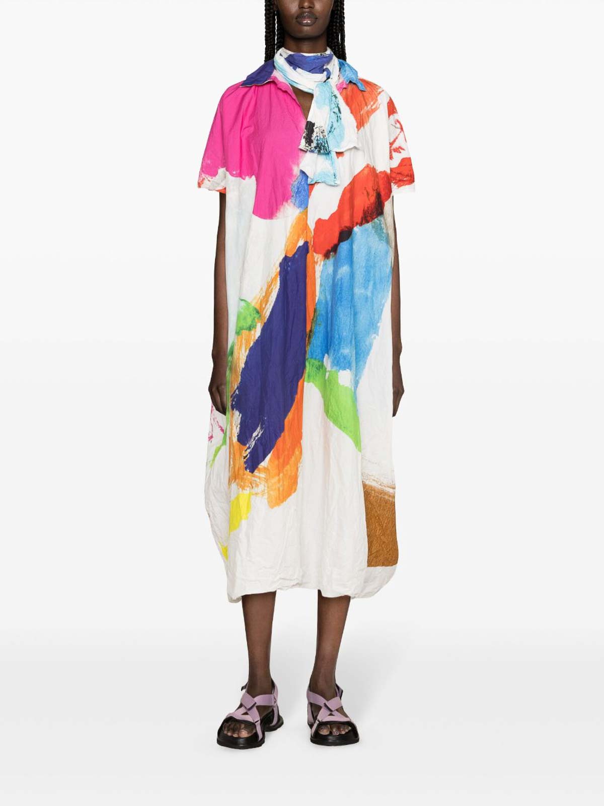 Shop Daniela Gregis Cotton Short Dress In Multicolour