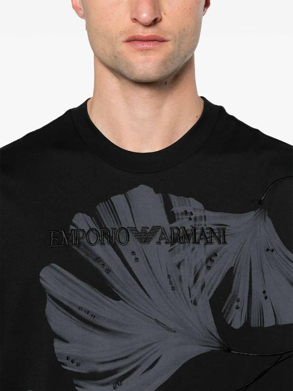 Shop E'clat Printed Cotton T-shirt In Black