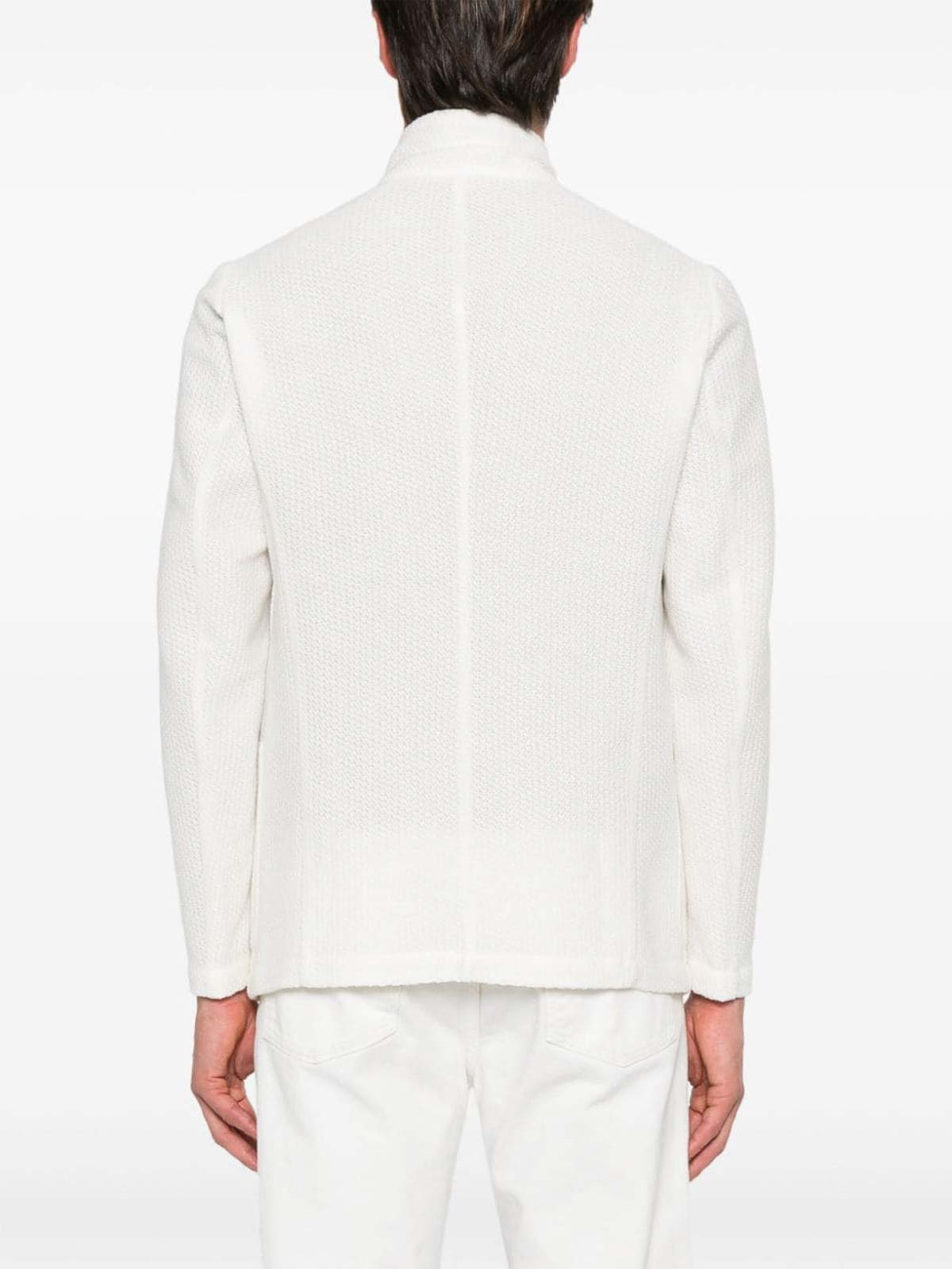 Shop E'clat Linen And Cotton Blend Jacket In White