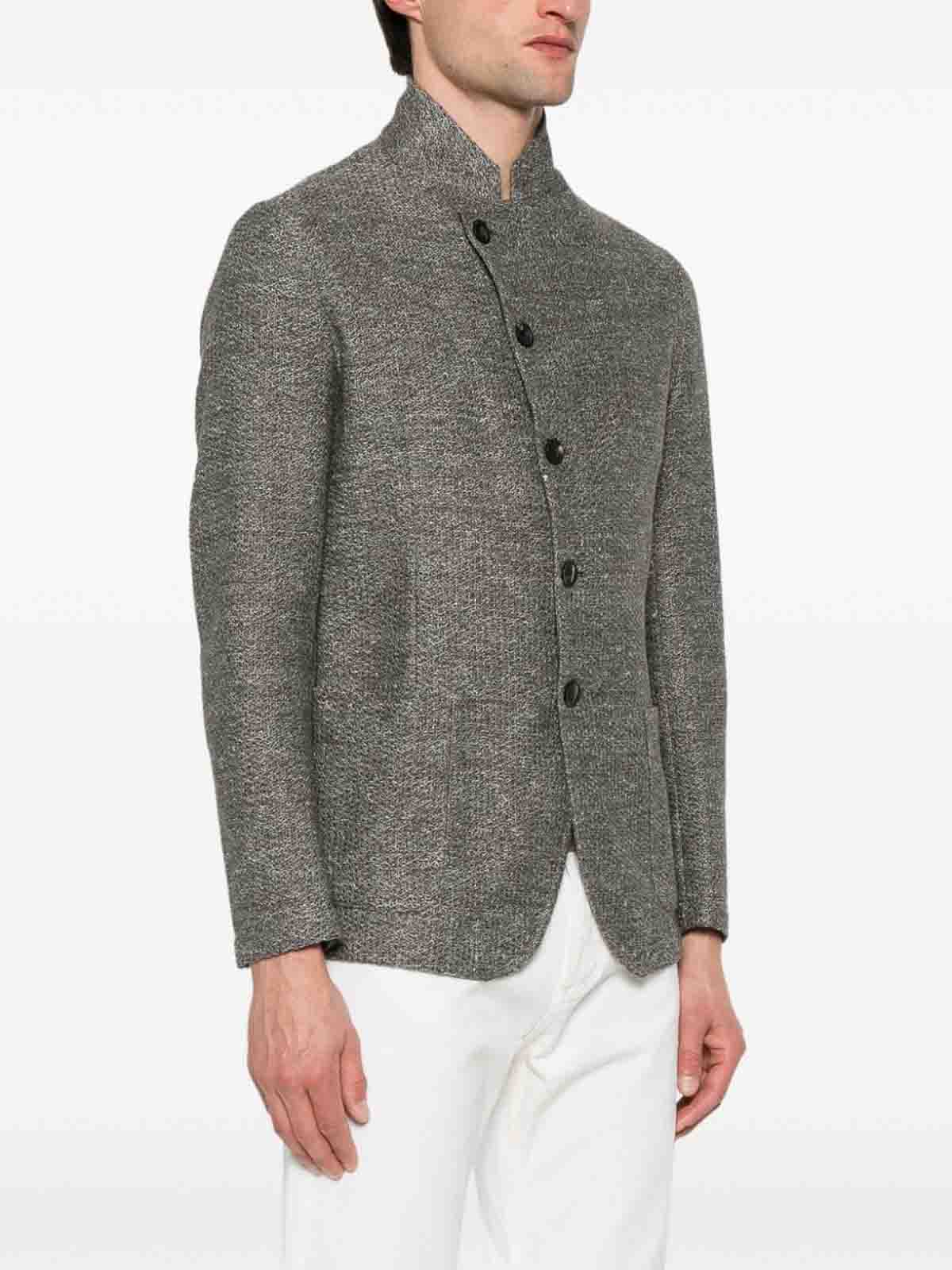 Shop E'clat Linen And Cotton Blend Jacket In Green
