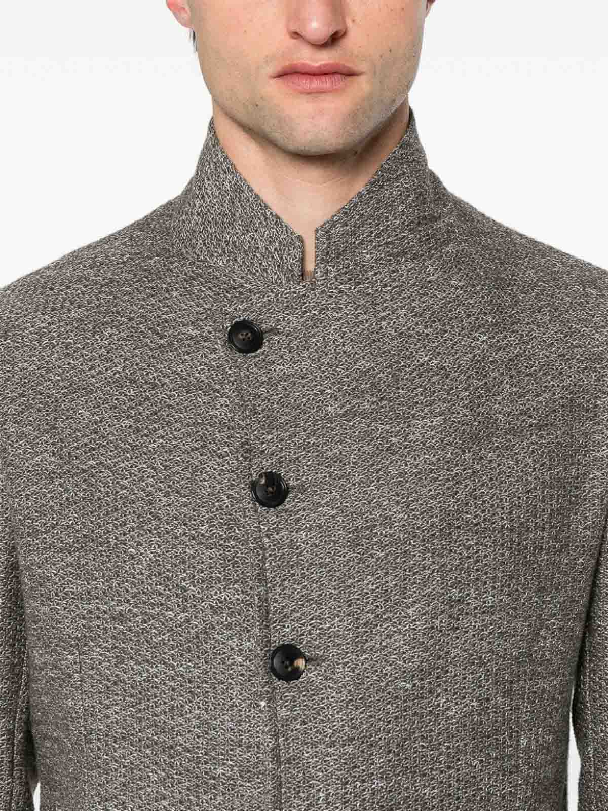 Shop E'clat Linen And Cotton Blend Jacket In Green