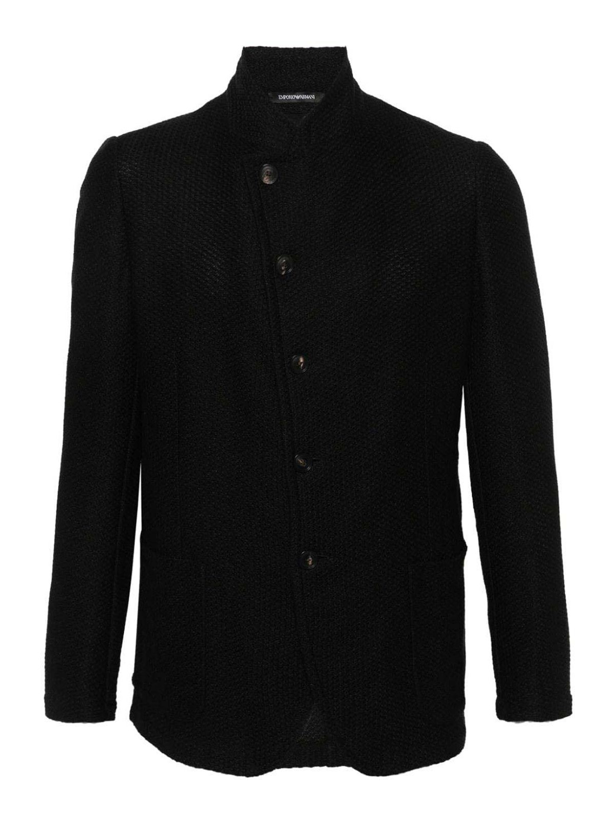 Shop E'clat Linen And Cotton Blend Jacket In Black