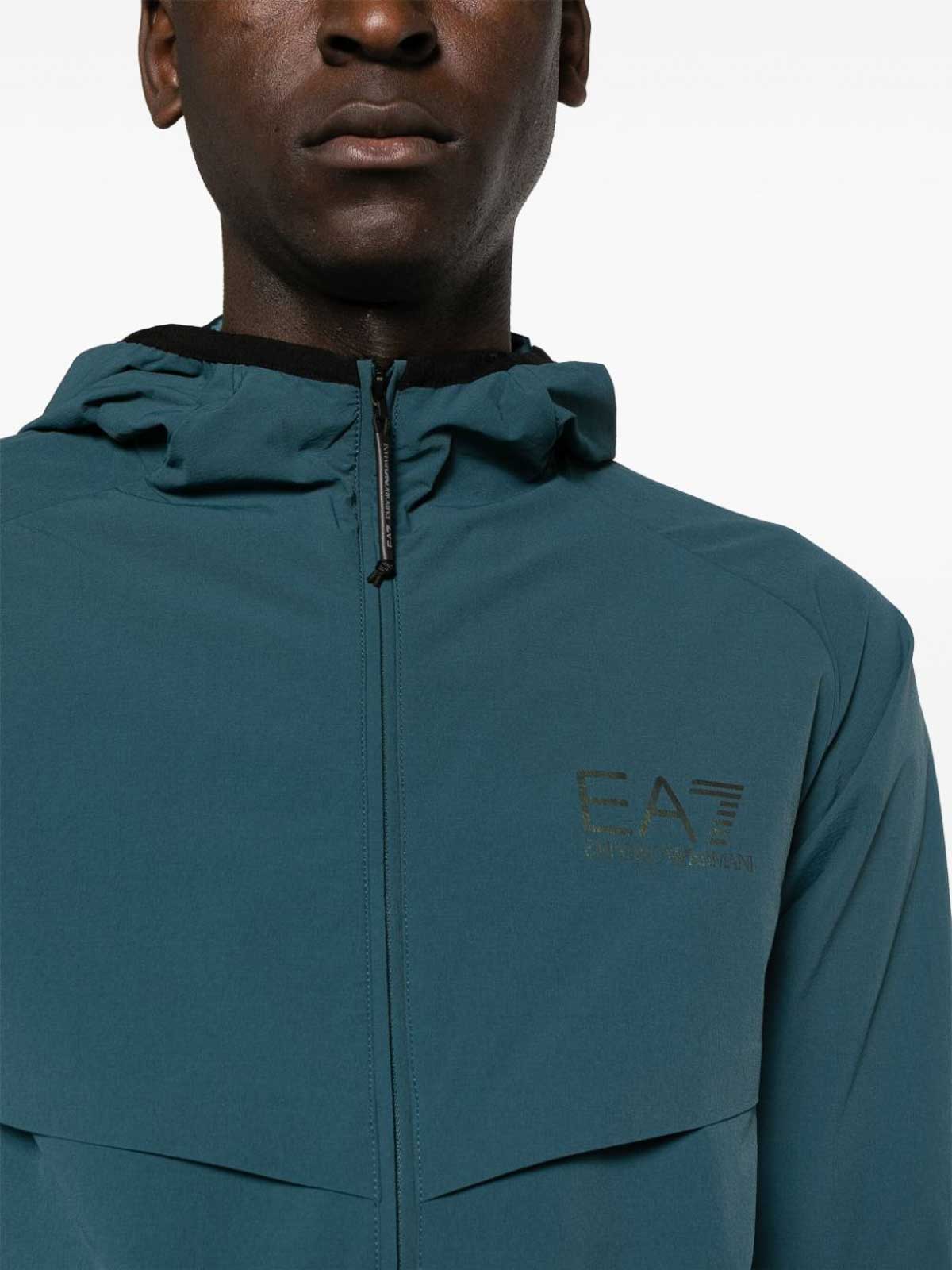 Shop Ea7 Logo Nylon Blouson Jacket In Green