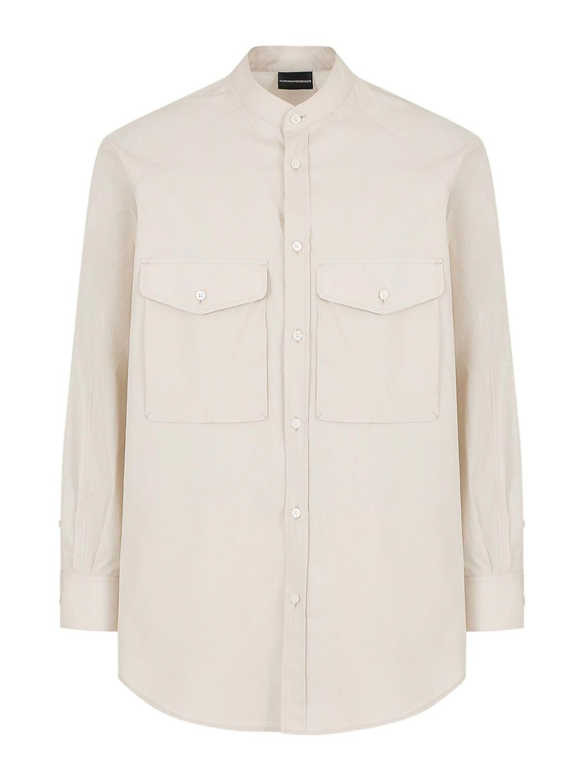 Shop Emporio Armani Cotton Shirt In Grey