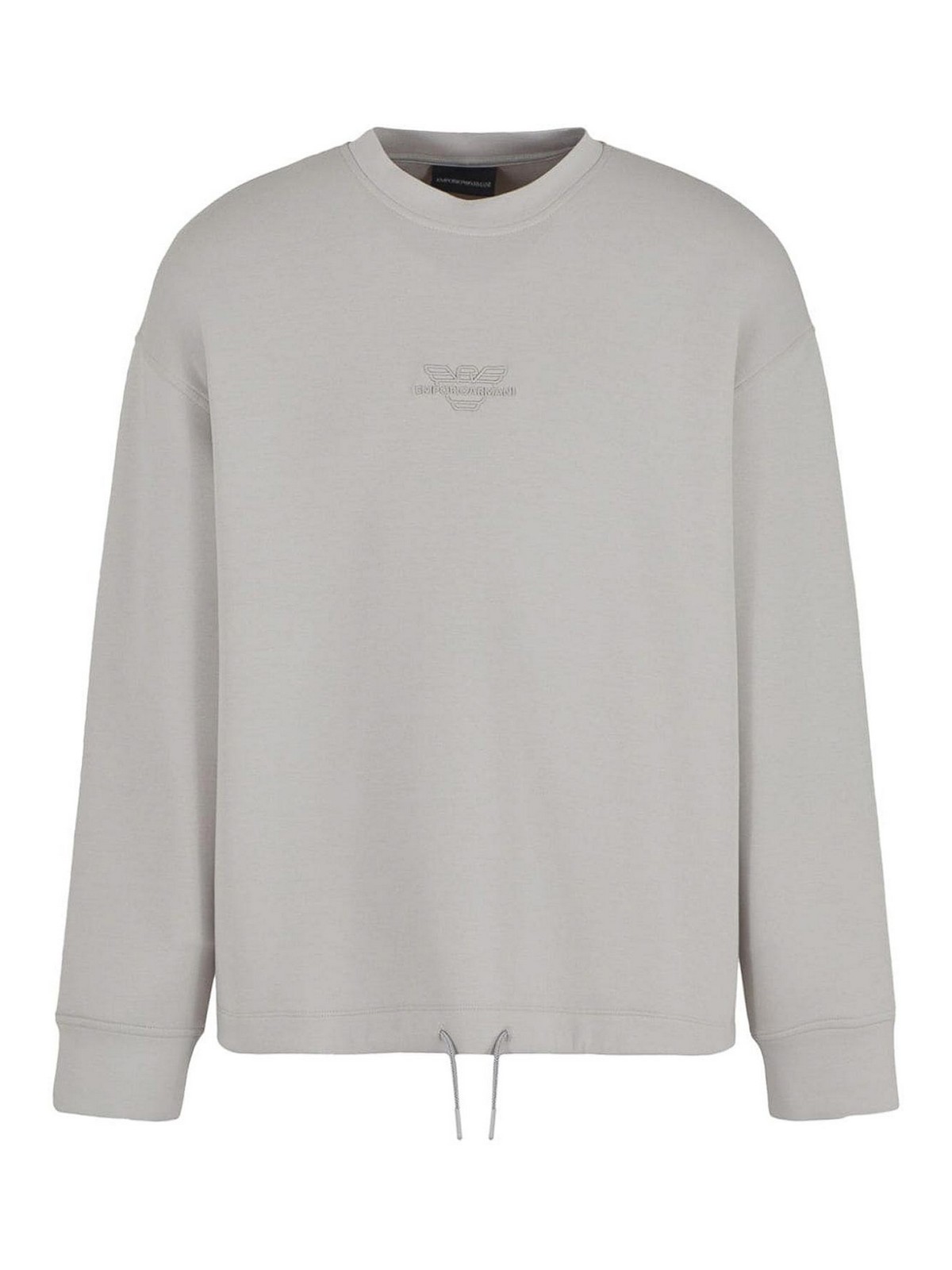 Emporio Armani Logo Cotton Sweatshirt In Gray