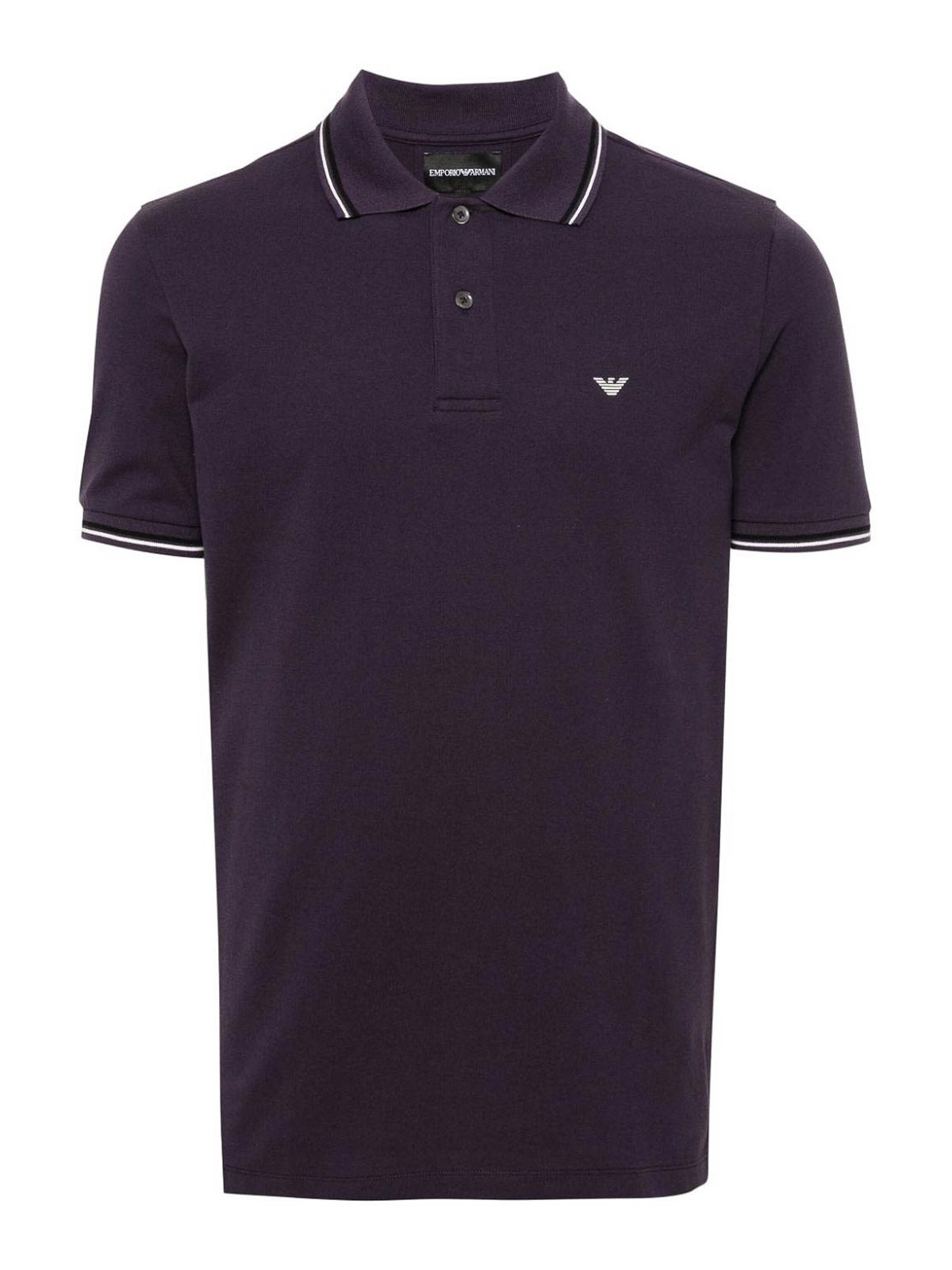 Emporio Armani Logo Cotton Polo Shirt In Purple
