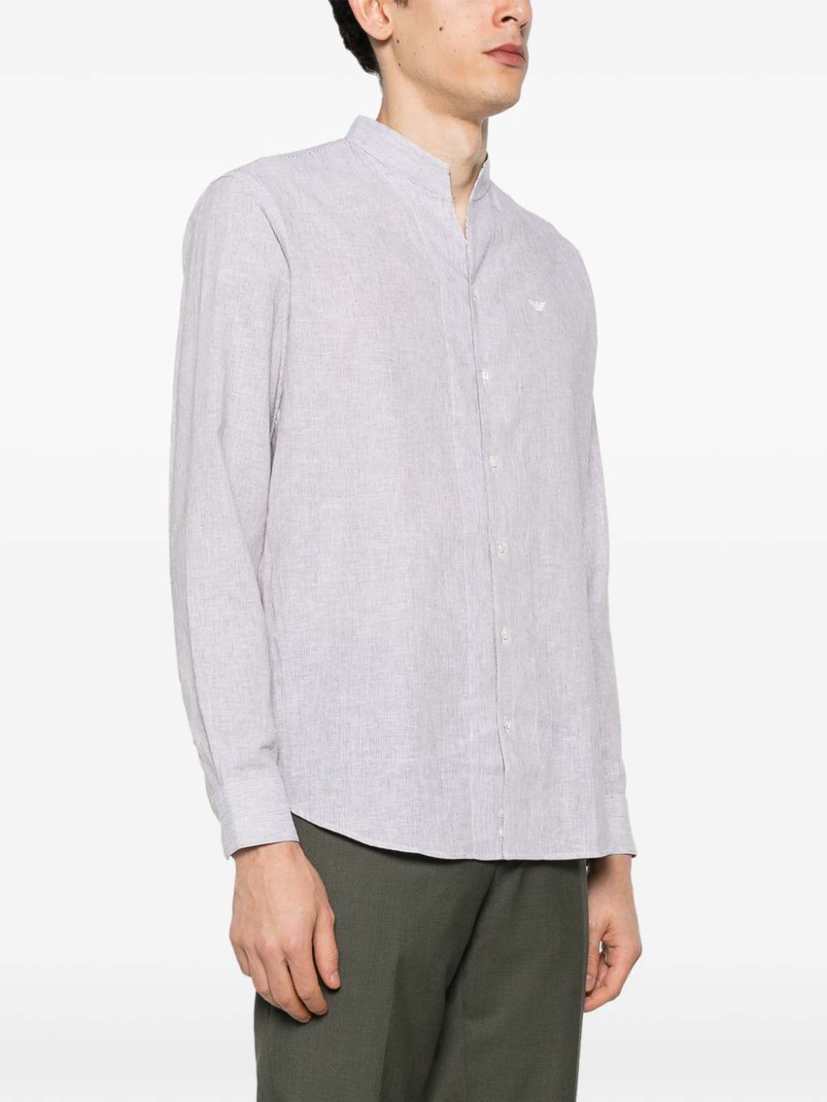 Shop Emporio Armani Linen Blend Shirt In Brown