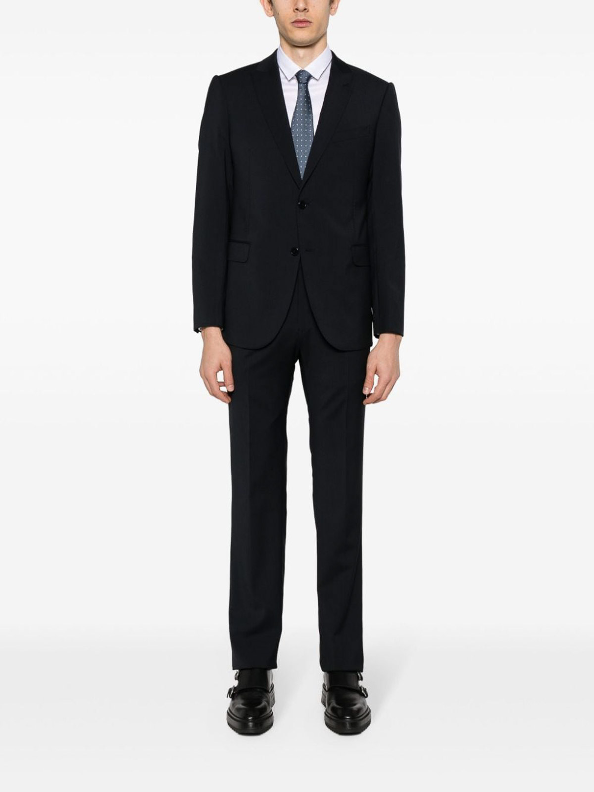 Shop Emporio Armani Wool Single-breasted Suit In Blue