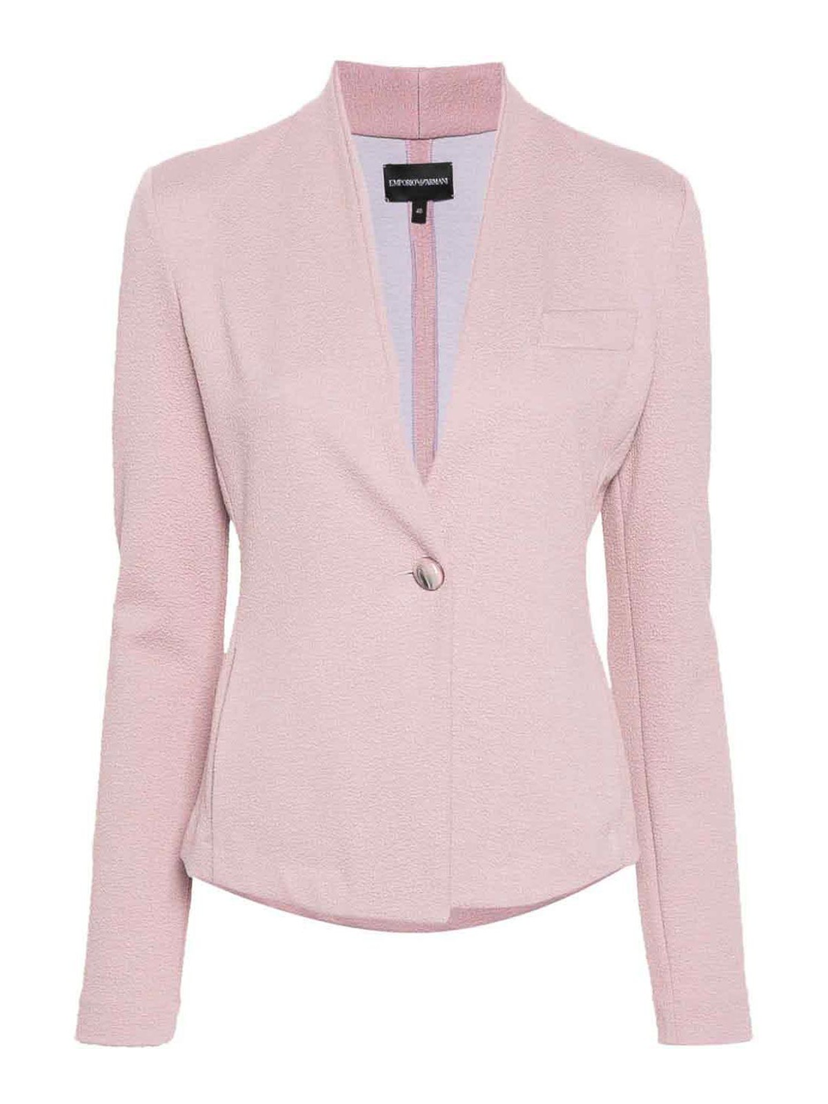 Shop Emporio Armani Single-breasted Blazer Jacket In Light Pink