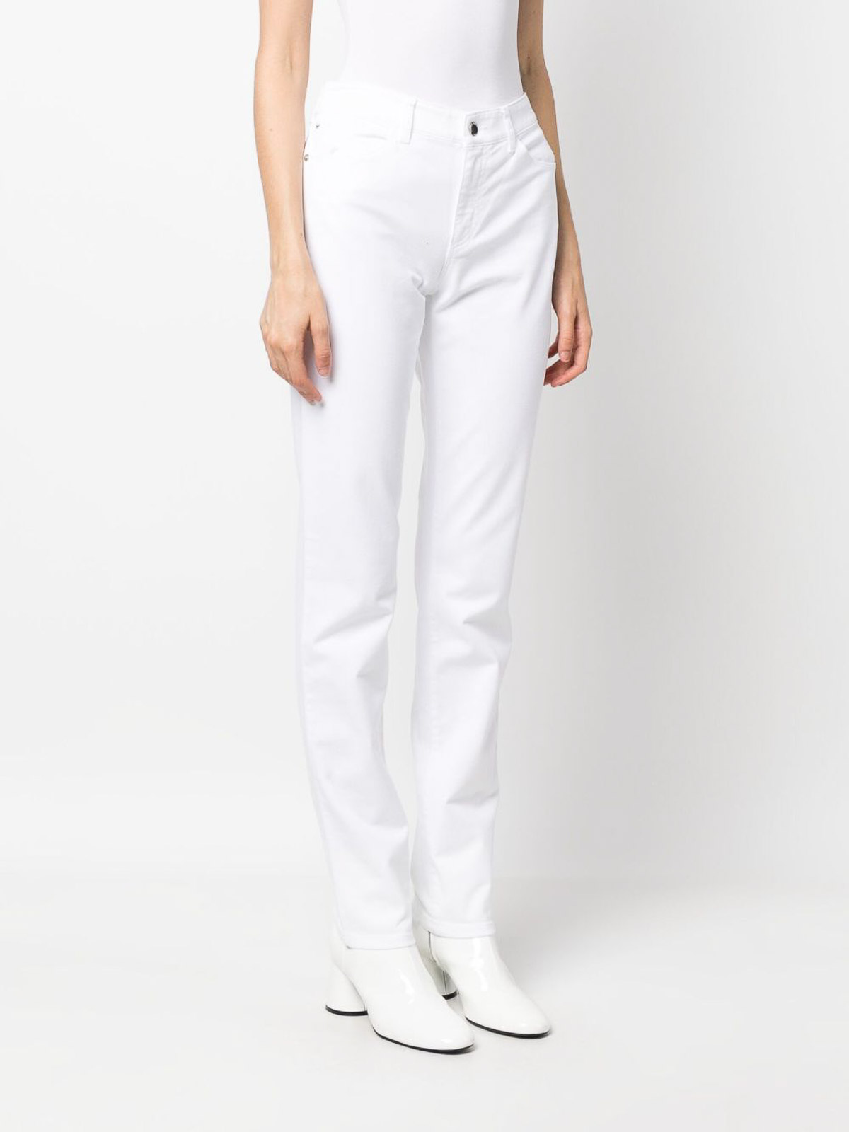 Shop Emporio Armani Skinny Denim Jeans In White