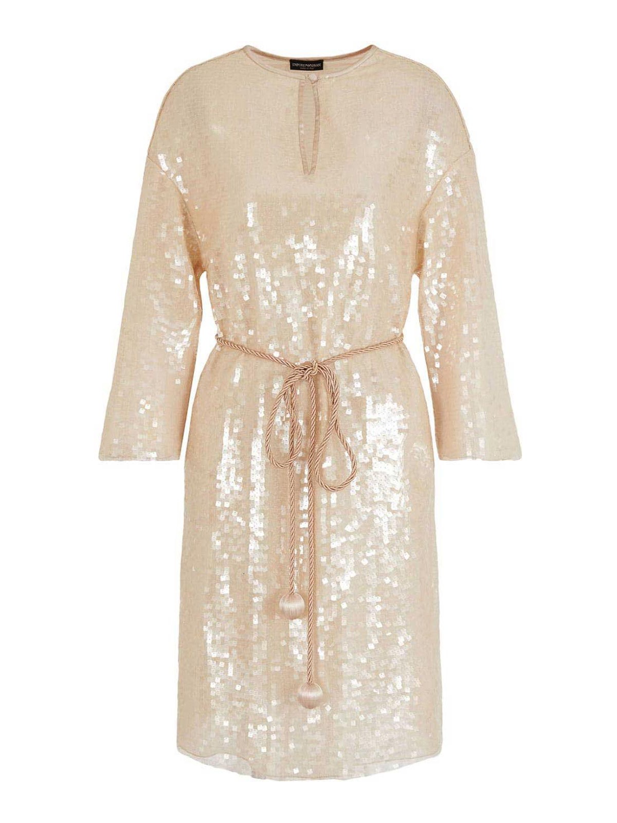 Emporio Armani Sequined Keyhole Dress In Light Pink