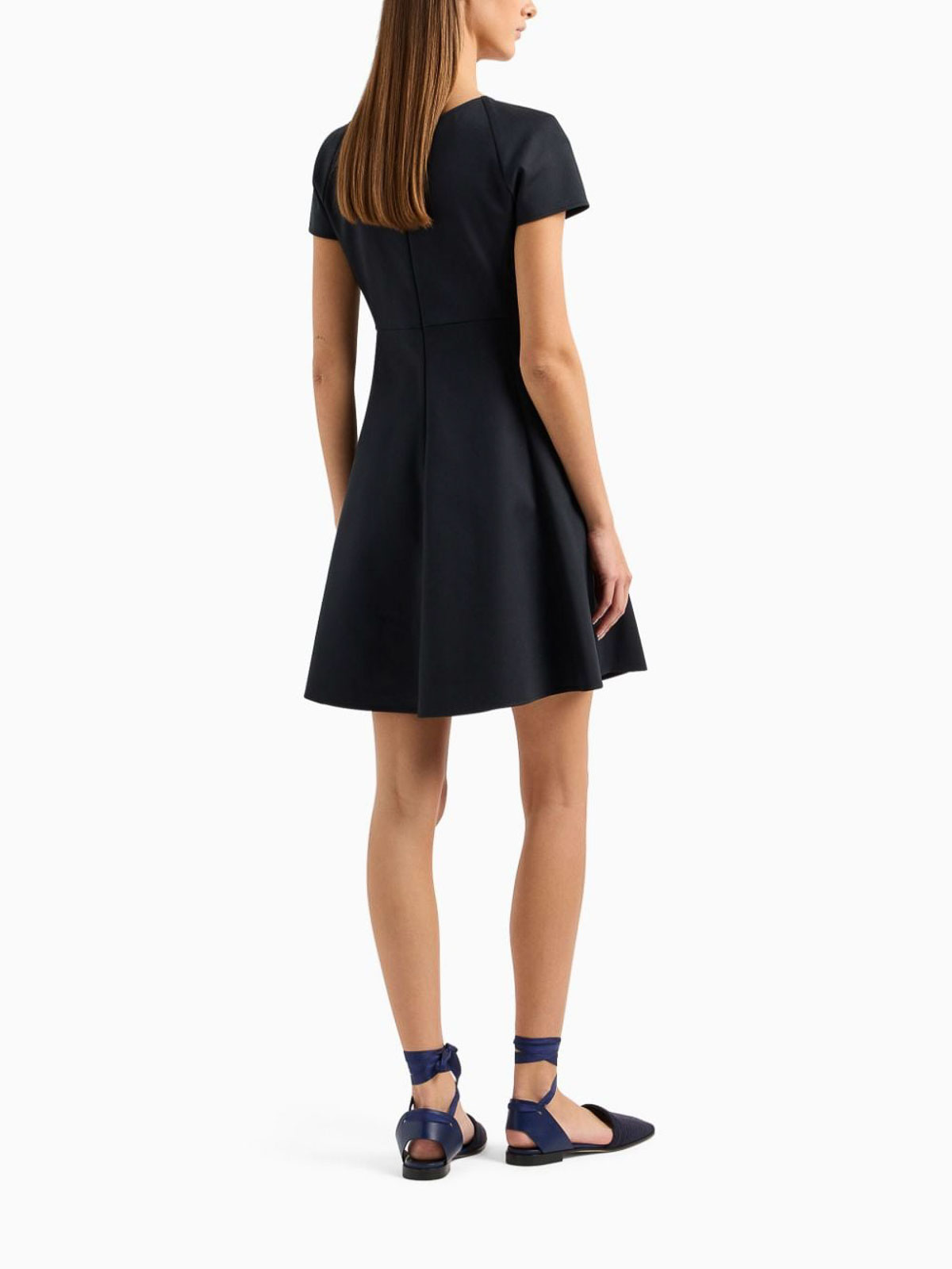 Shop Emporio Armani Cotton Blend Mini Dress In Blue