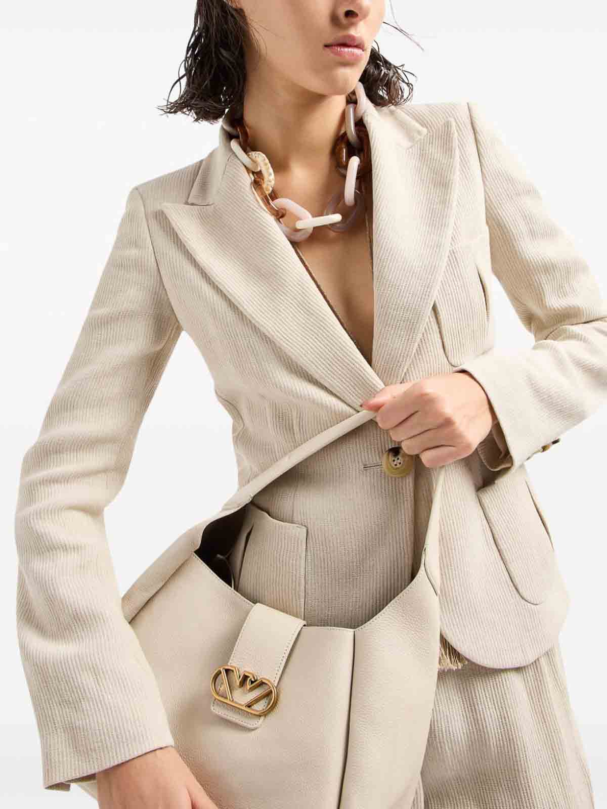 Shop Emporio Armani Linen Blend Single-breasted Blazer In Beige