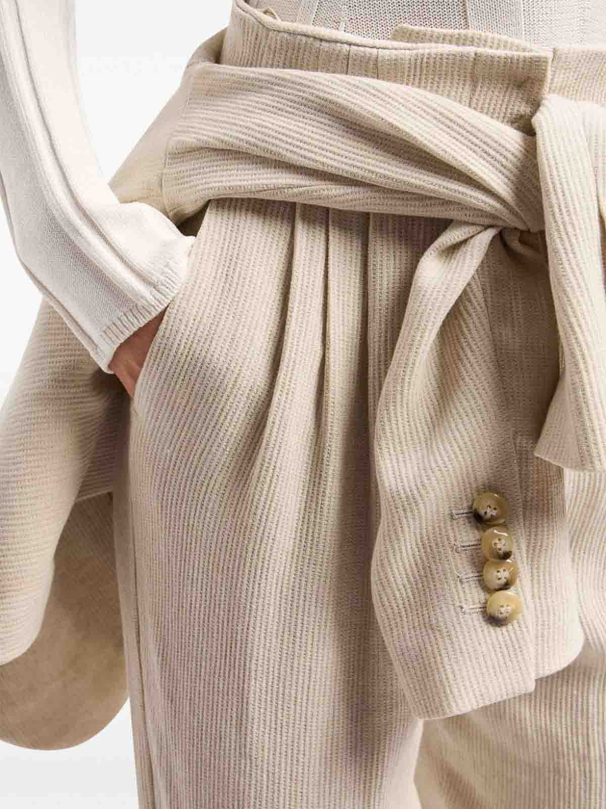 Shop Emporio Armani Linen Blend Trousers In Beige