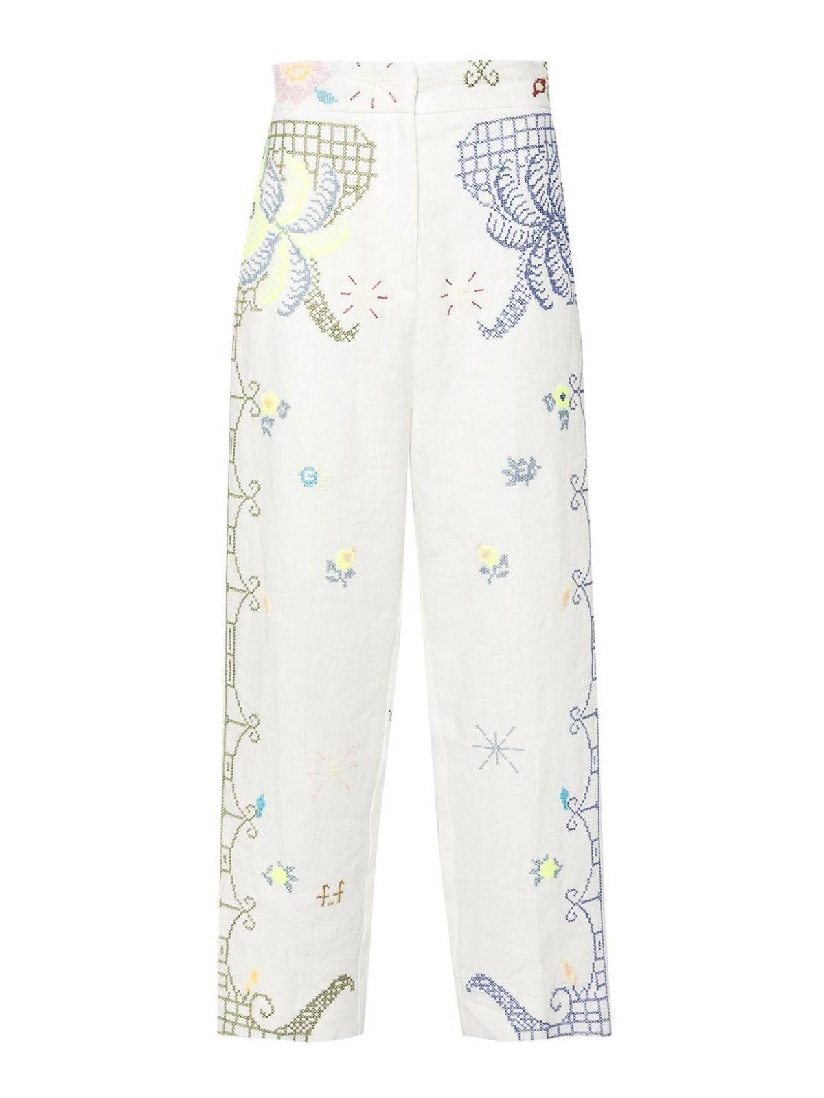 Forte Forte Embroidered Linen Trousers - White