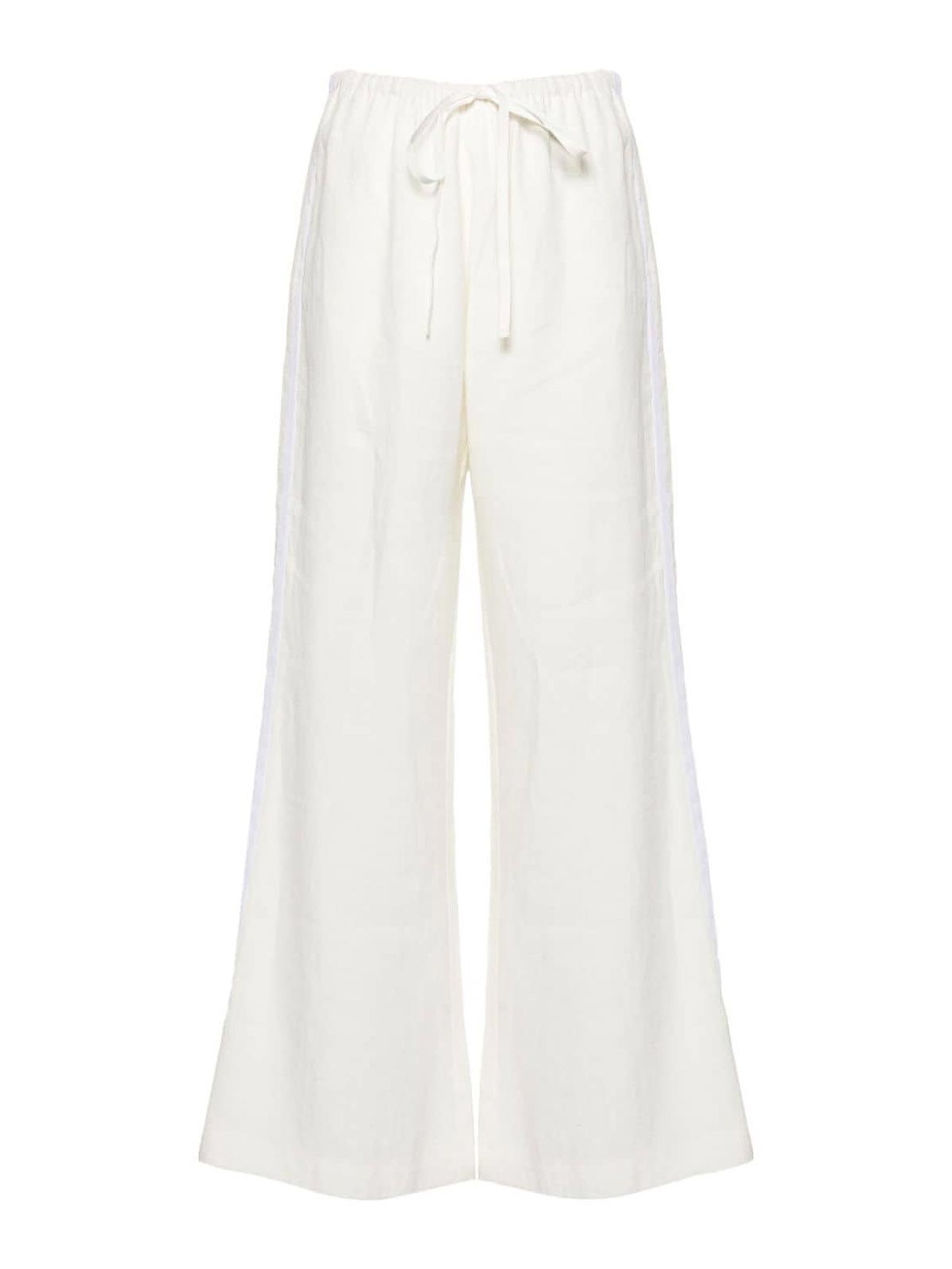 Shop Forte Forte Elasticated Waist Linen Trousers In White
