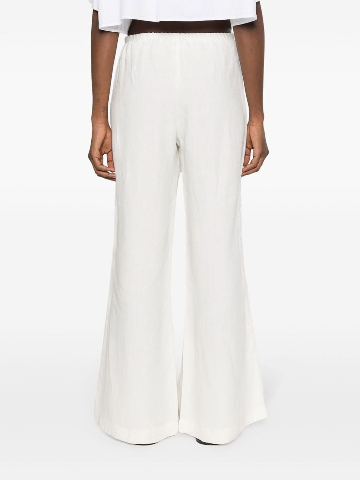 Shop Forte Forte Elasticated Waist Linen Trousers In White