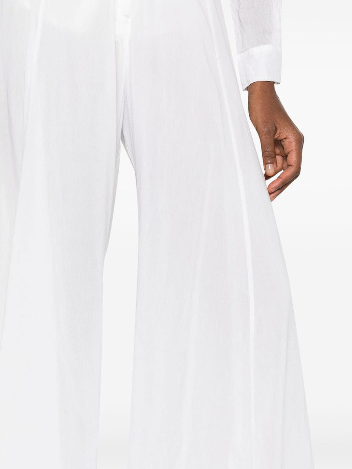 Shop Forte Forte Cotton And Silk Blend Trousers In White