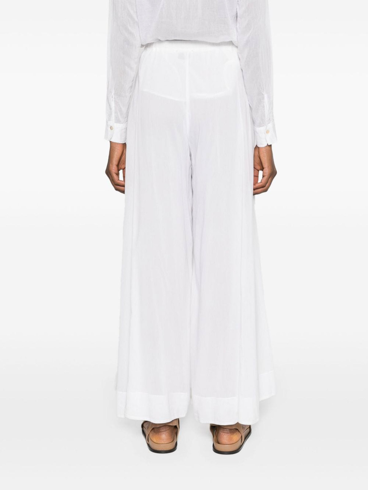 Shop Forte Forte Cotton And Silk Blend Trousers In White