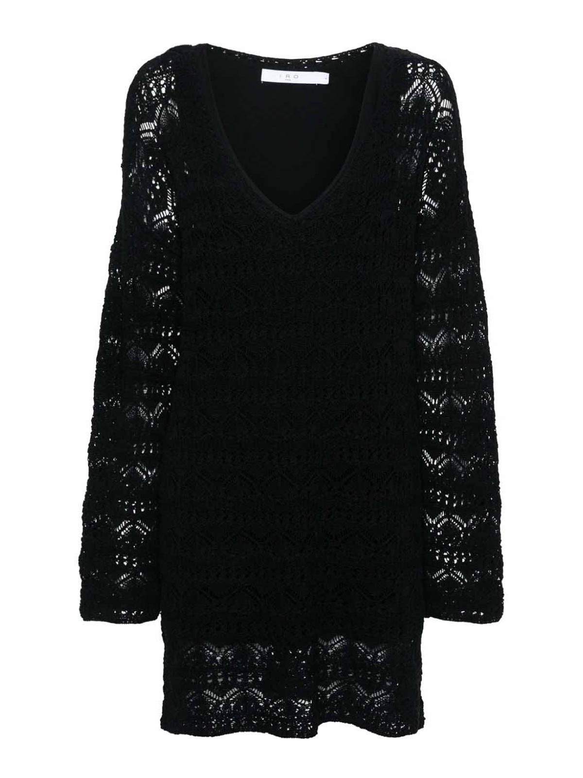 Shop Iro Crochet Cotton Short Dress In Black