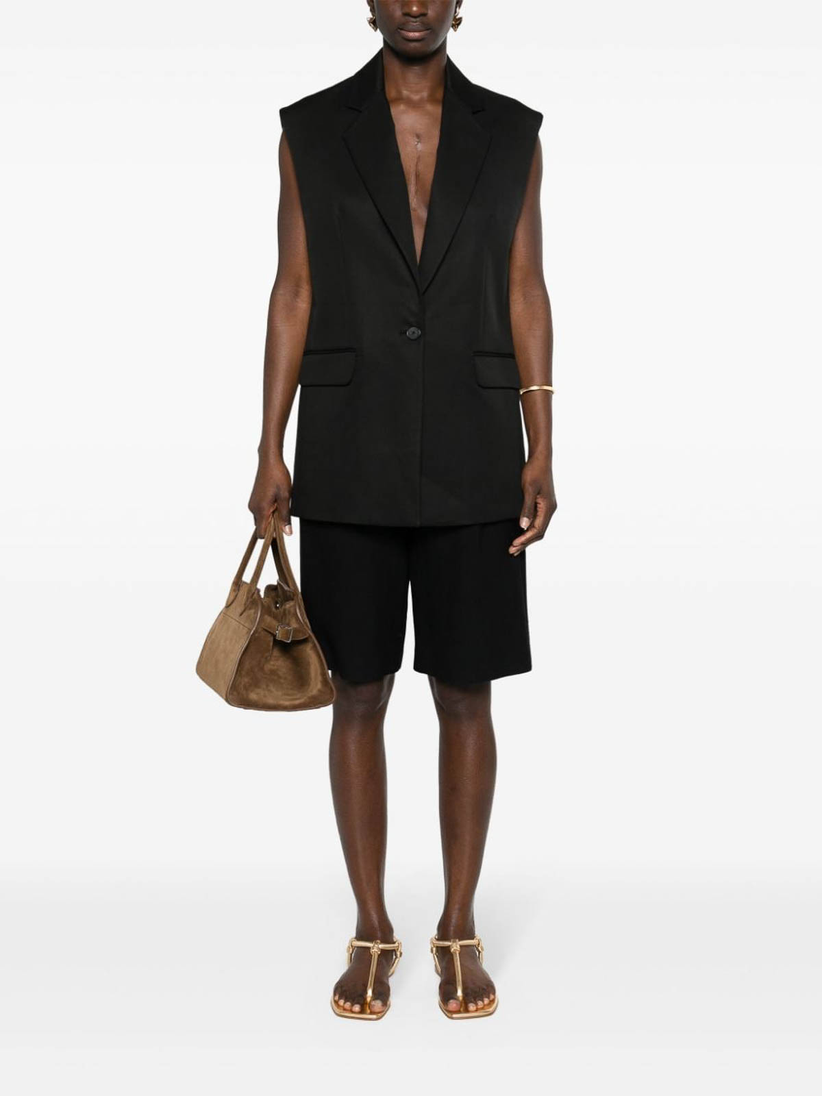 Shop Iro Cotton Single-breasted Vest In Black