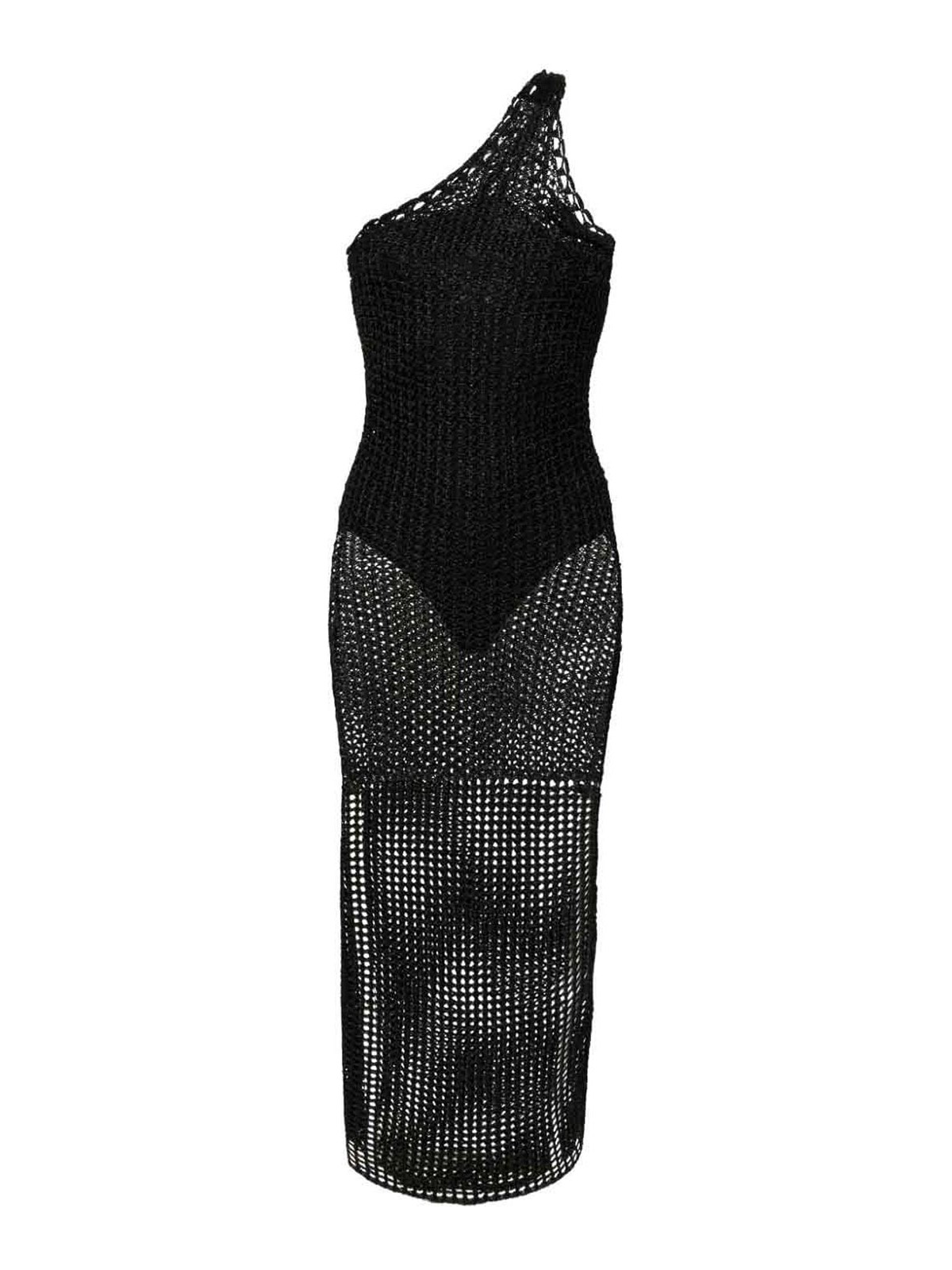 Shop Iro Crochet Cotton Long Dress In Black