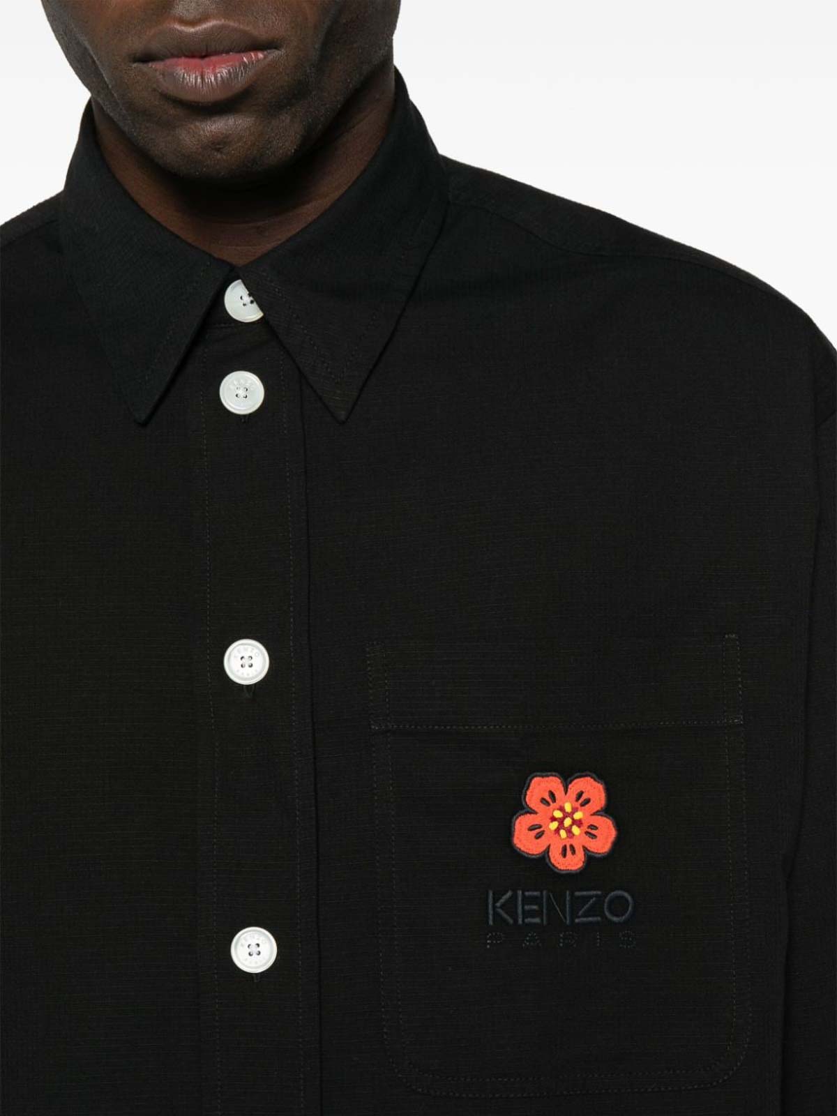 Shop Kenzo Boke Flower Cotton Shirt In Black