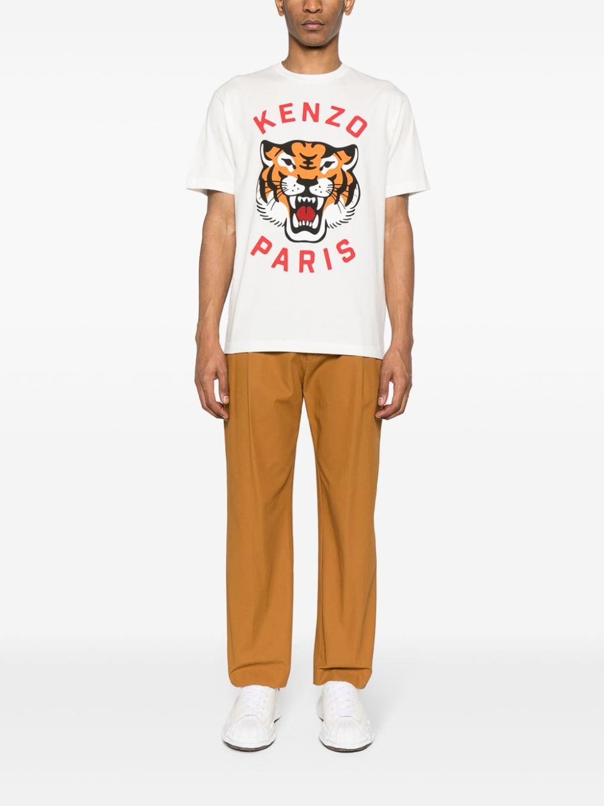 Kenzo Lucky Tiger Cotton T-Shirt - White - Women|FE58TS006D4SG02