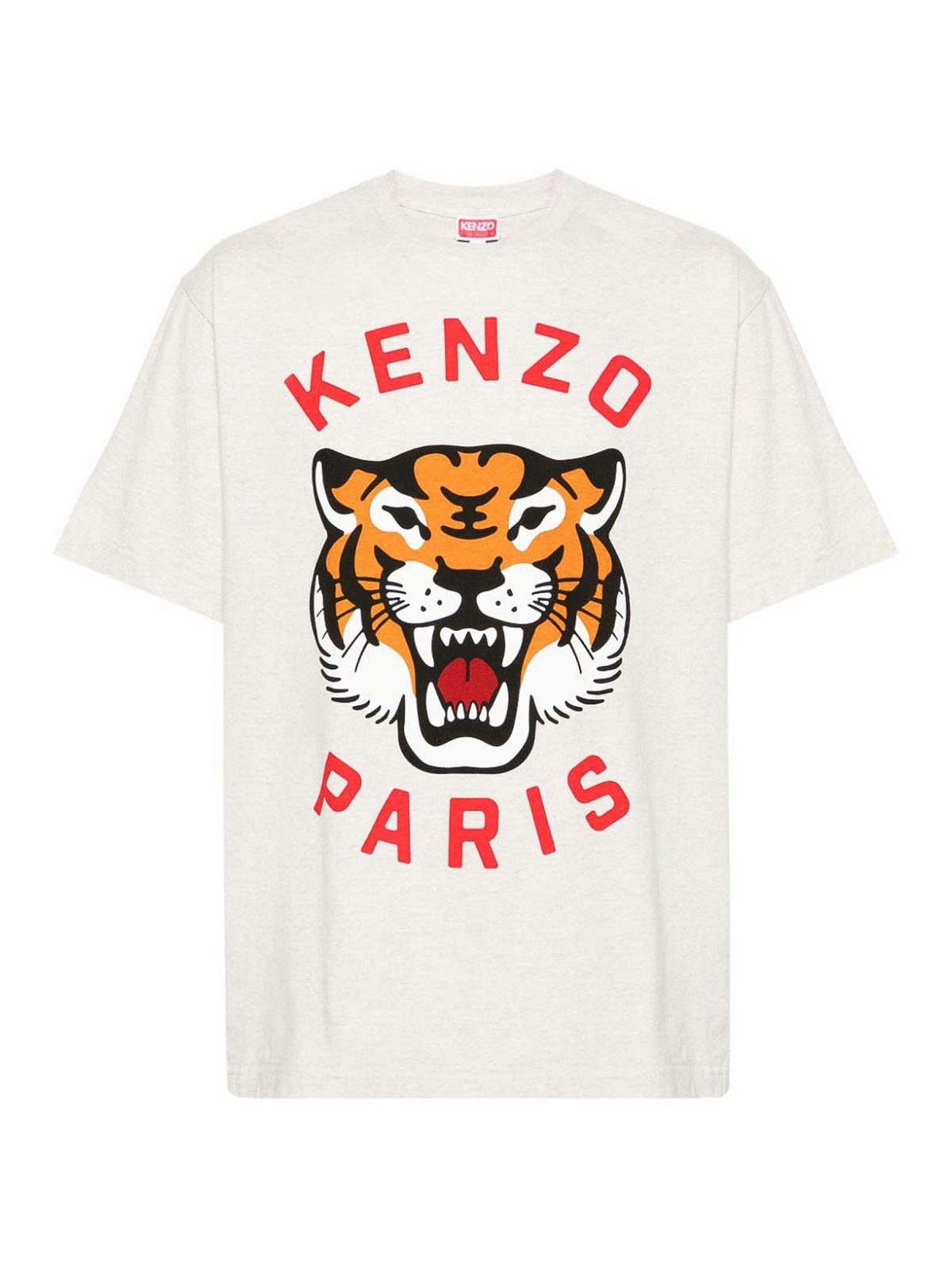 Shop Kenzo Lucky Tiger Cotton T-shirt In Grey