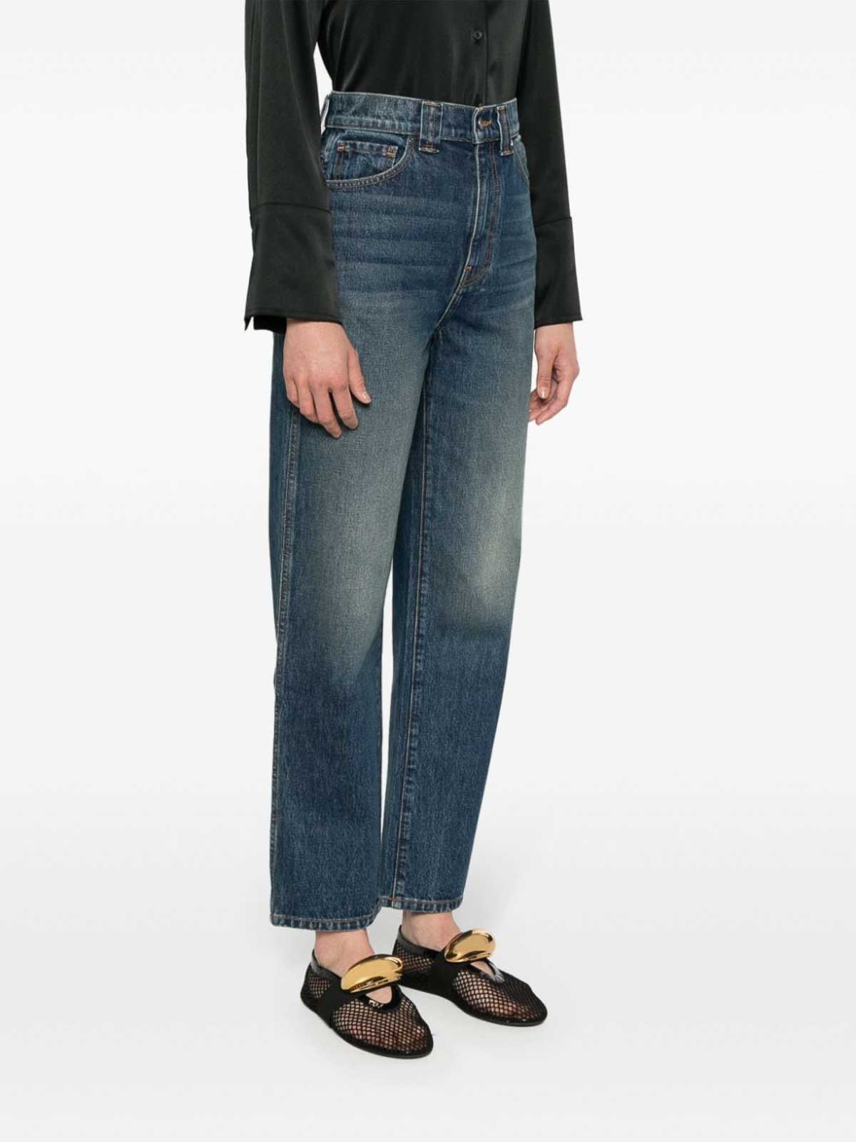 Shop Khaite High-waisted Denim Jeans In Light Wash
