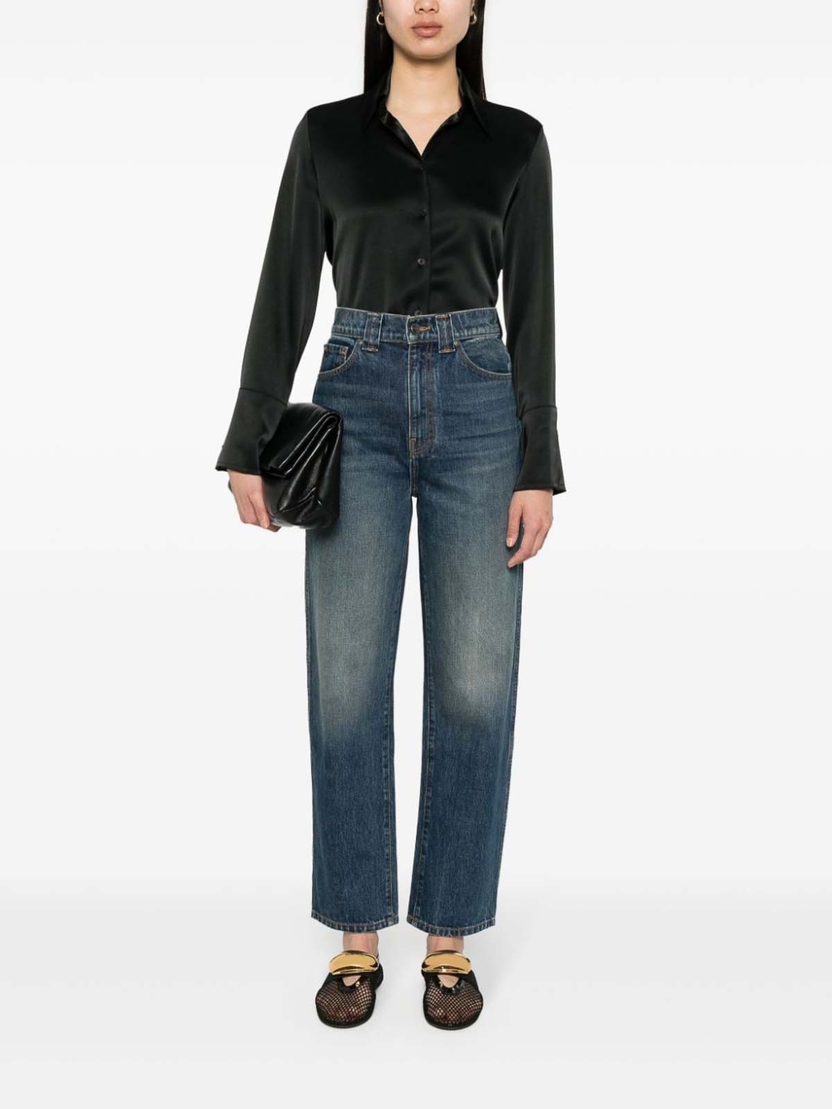 Shop Khaite High-waisted Denim Jeans In Light Wash