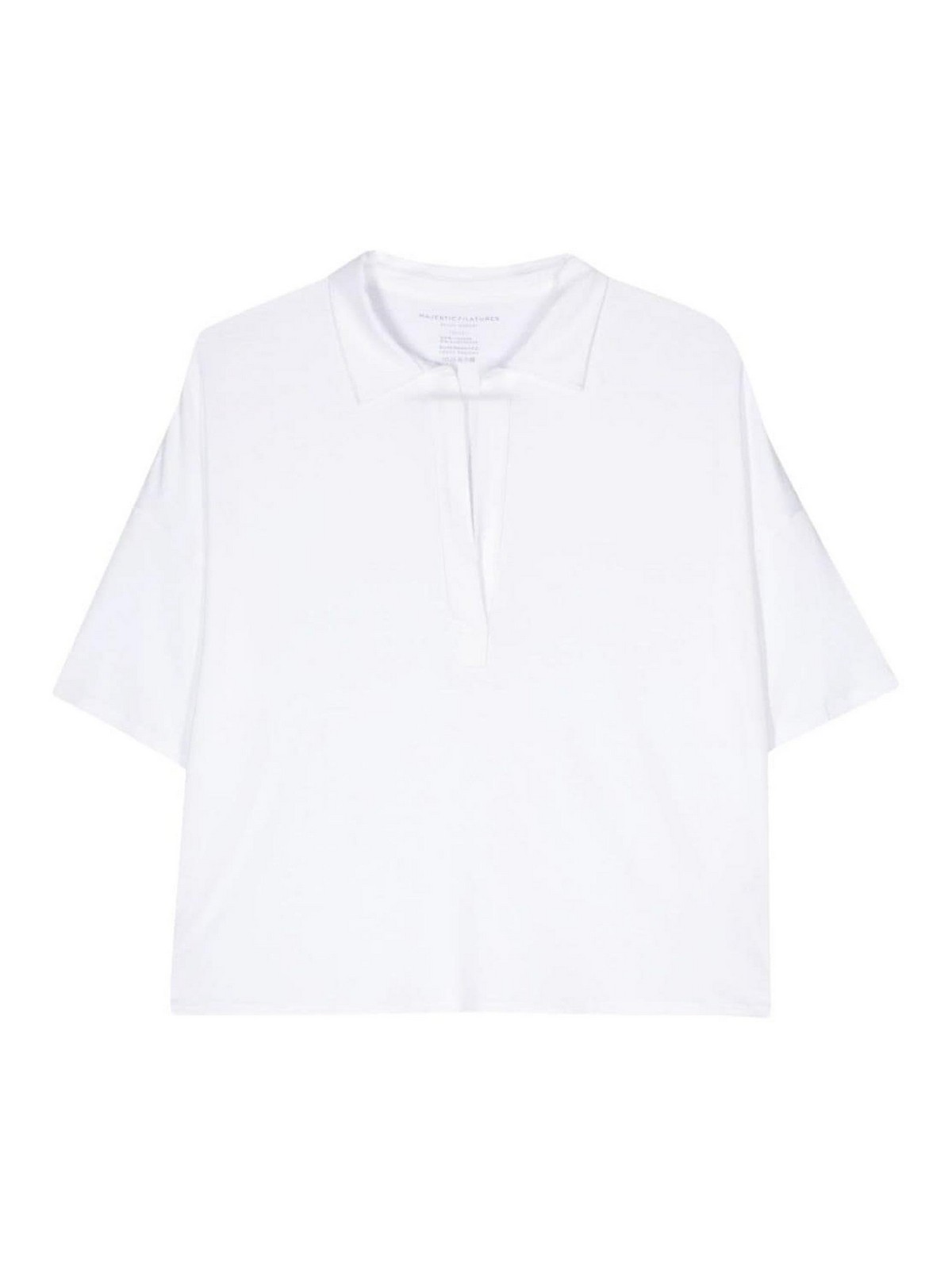 Shop Majestic Oversized Viscose Polo Shirt In White