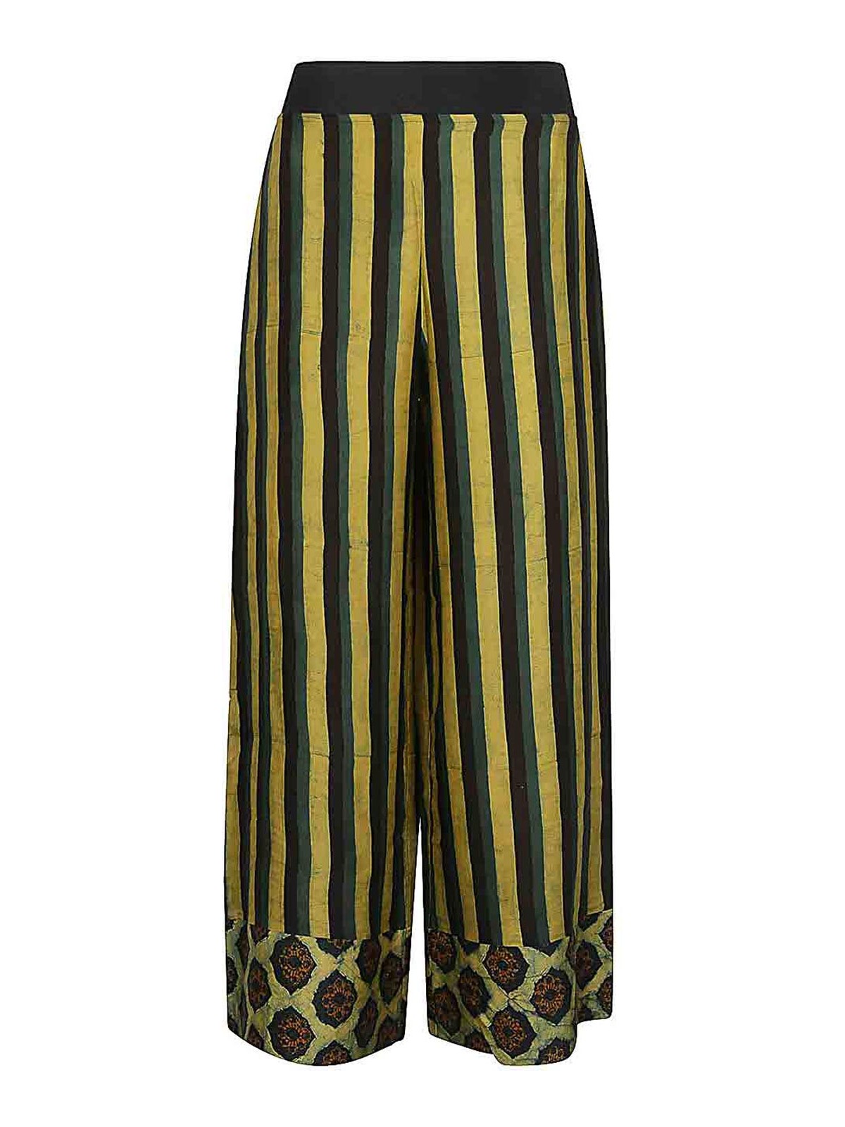 Shop Obidi Printed Silk Trousers In Yellow