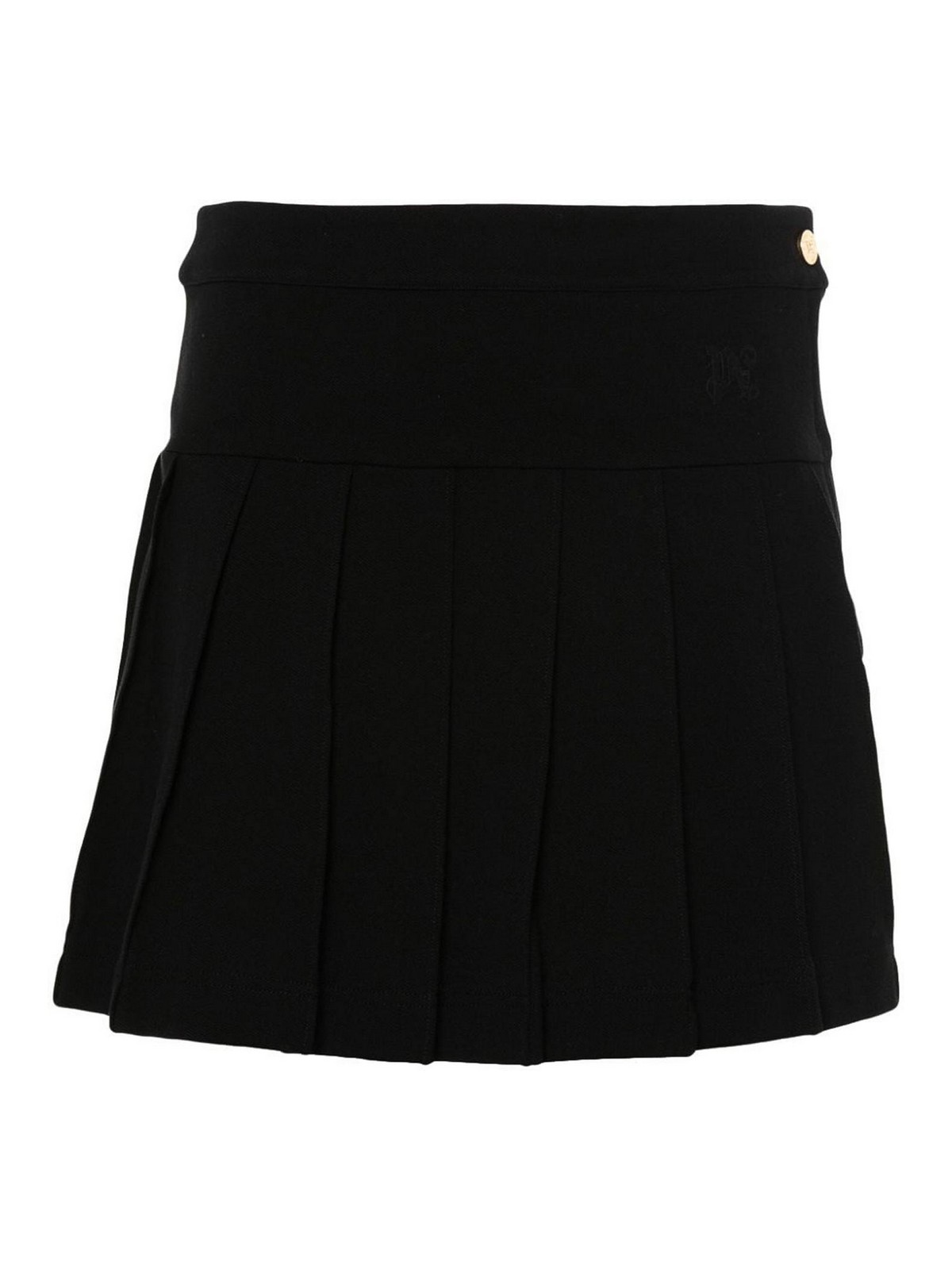 Shop Palm Angels Monogram Pleated Skirt In Black